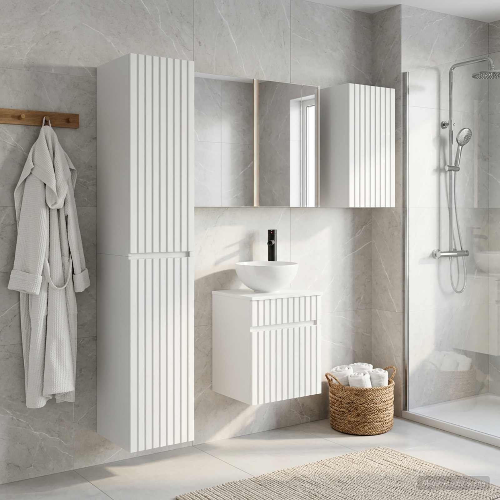 vidaXL Badkamerkastenset 5 pcs Wit 43 x 11,5 x 60,5 cm Bewerkt hout