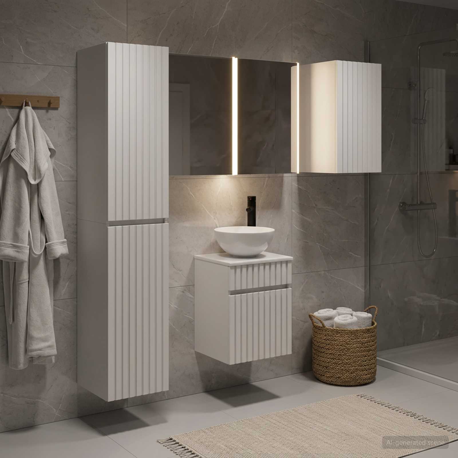 vidaXL Badkamerkastenset 5 pcs Wit 43 x 11,5 x 60,5 cm Bewerkt hout