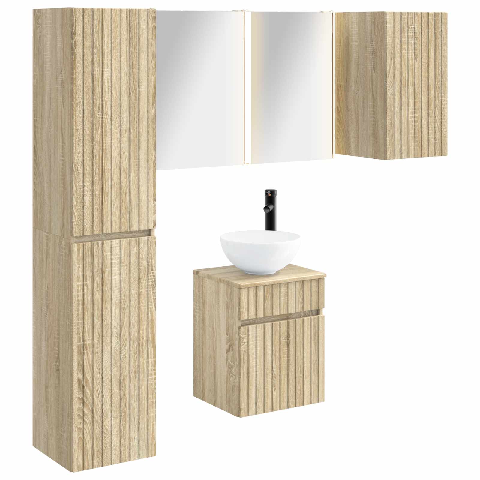 vidaXL Badkamerkastenset 5 pcs Wit 43 x 11,5 x 60,5 cm Bewerkt hout
