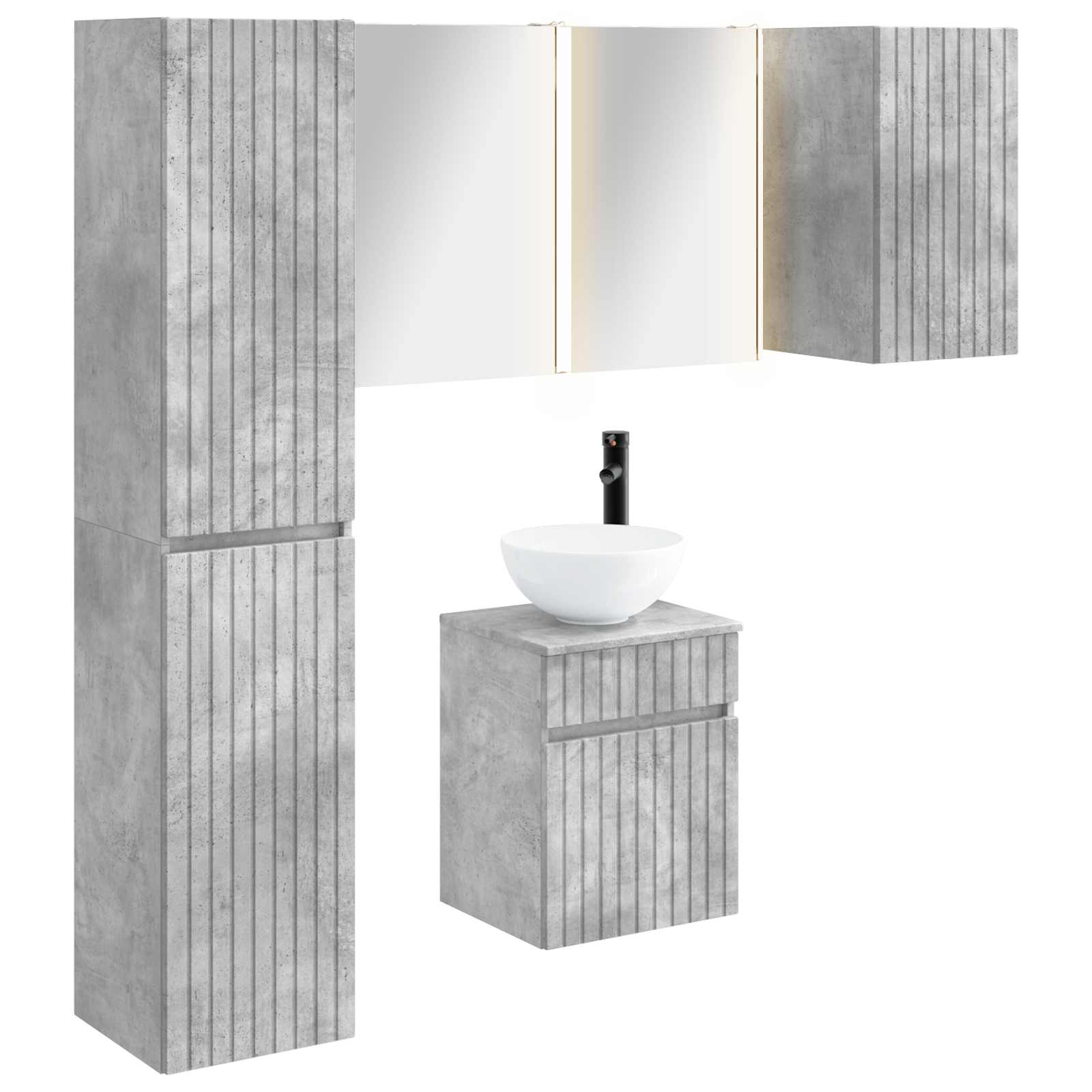 vidaXL Badkamerkastenset 5 pcs Wit 43 x 11,5 x 60,5 cm Bewerkt hout