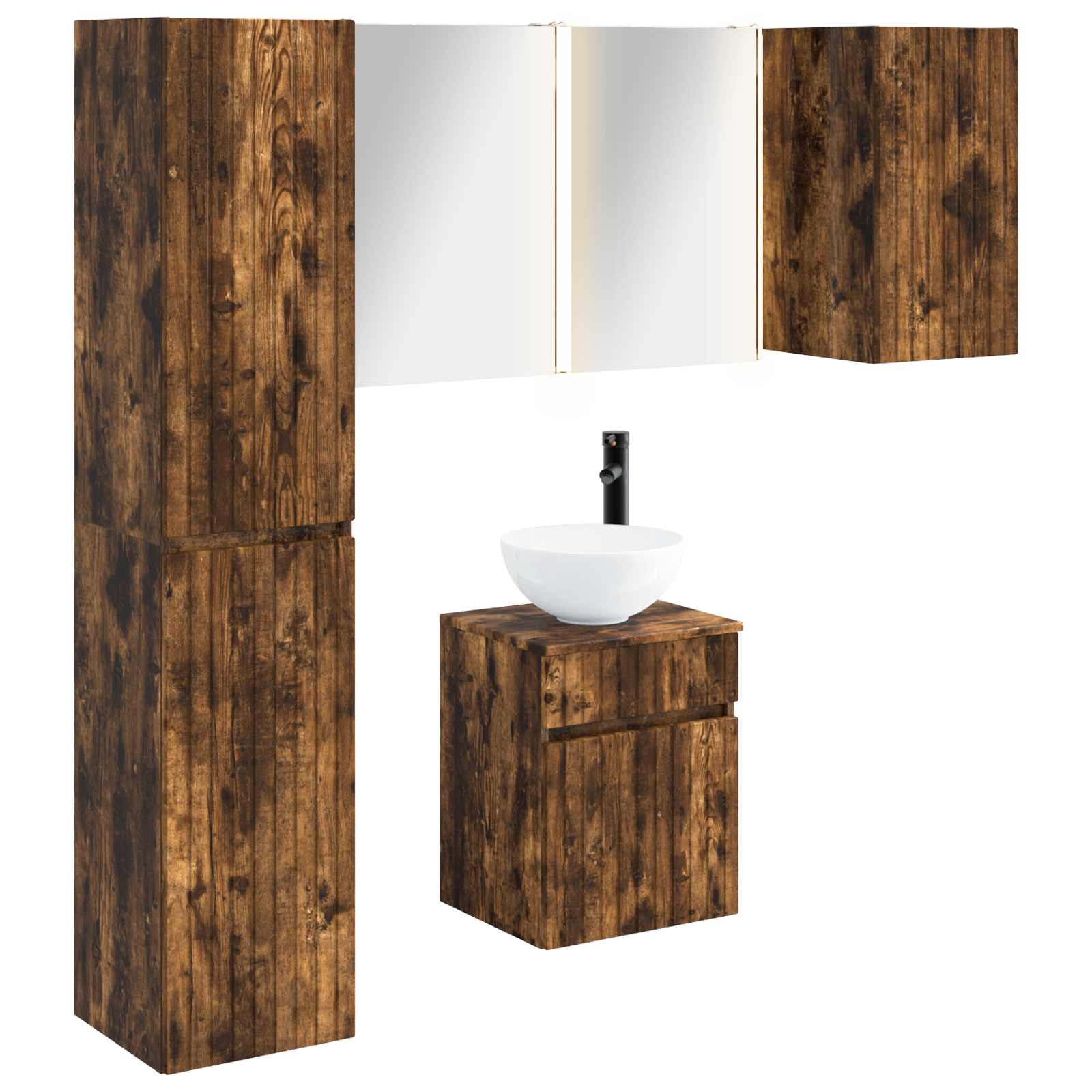 vidaXL Badkamerkastenset 5 pcs Wit 43 x 11,5 x 60,5 cm Bewerkt hout