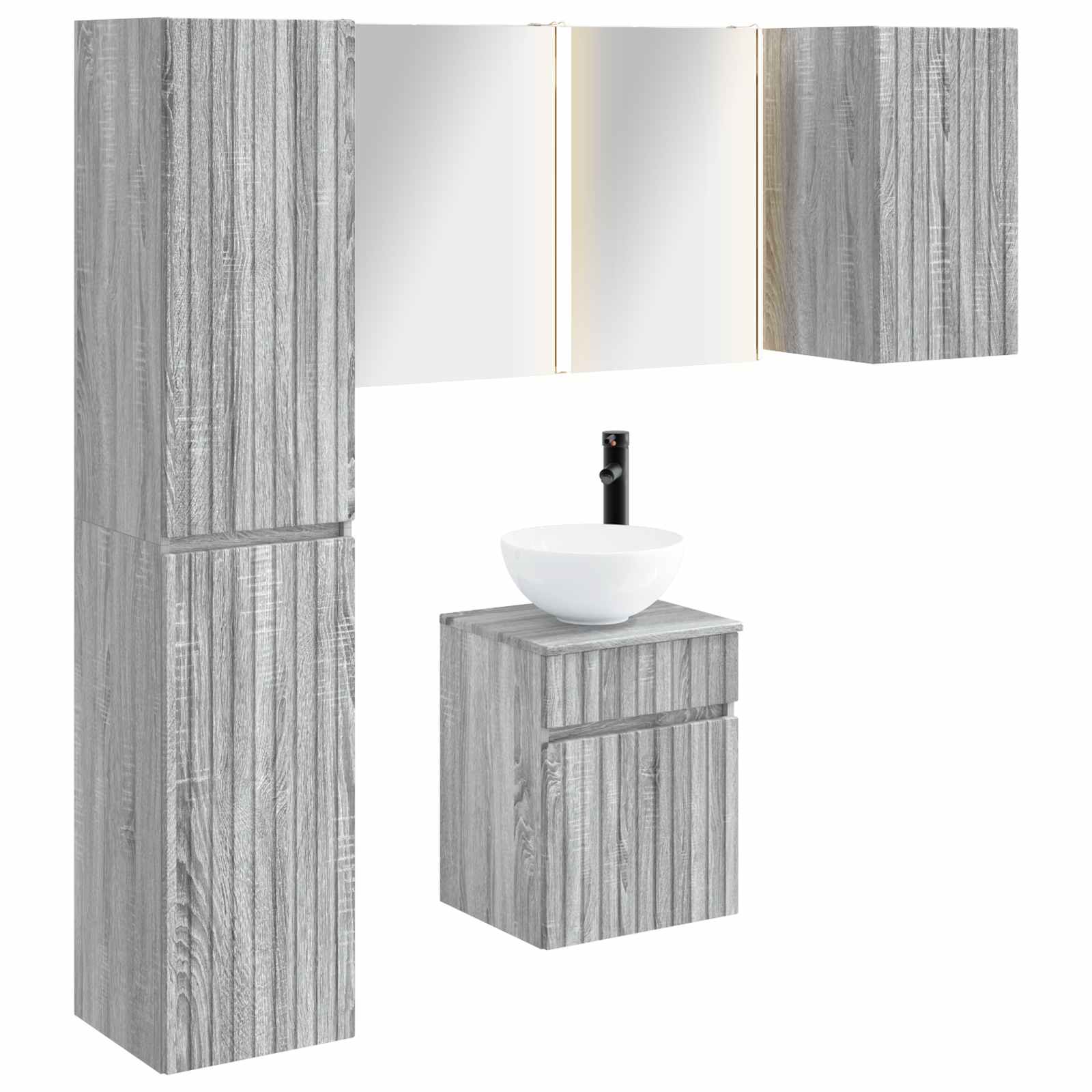 vidaXL Badkamerkastenset 5 pcs Wit 43 x 11,5 x 60,5 cm Bewerkt hout
