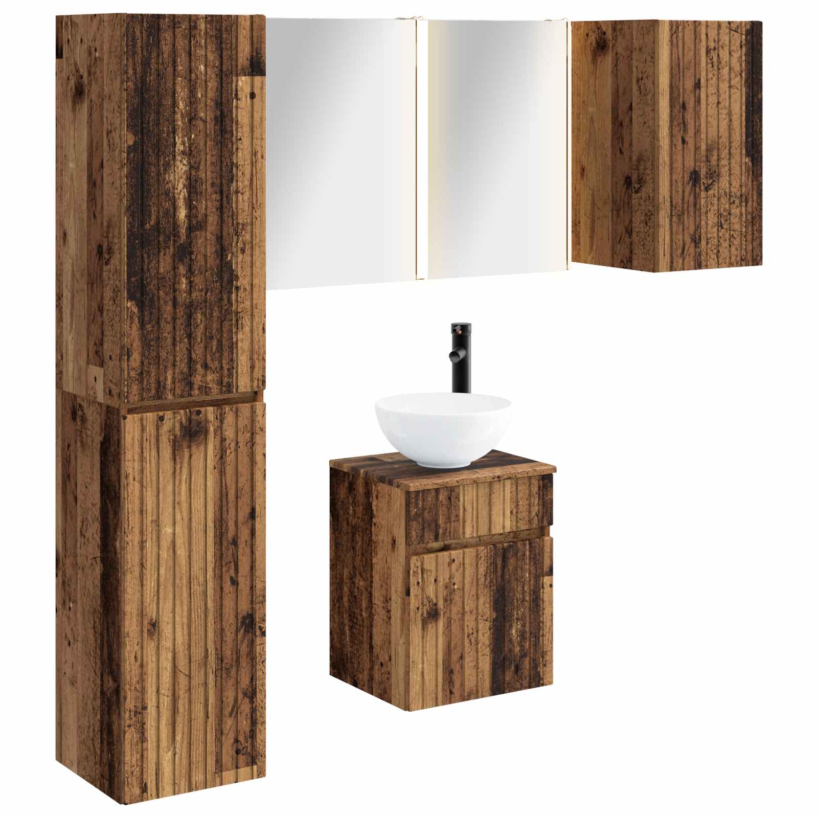 vidaXL Badkamerkastenset 5 pcs Wit 43 x 11,5 x 60,5 cm Bewerkt hout