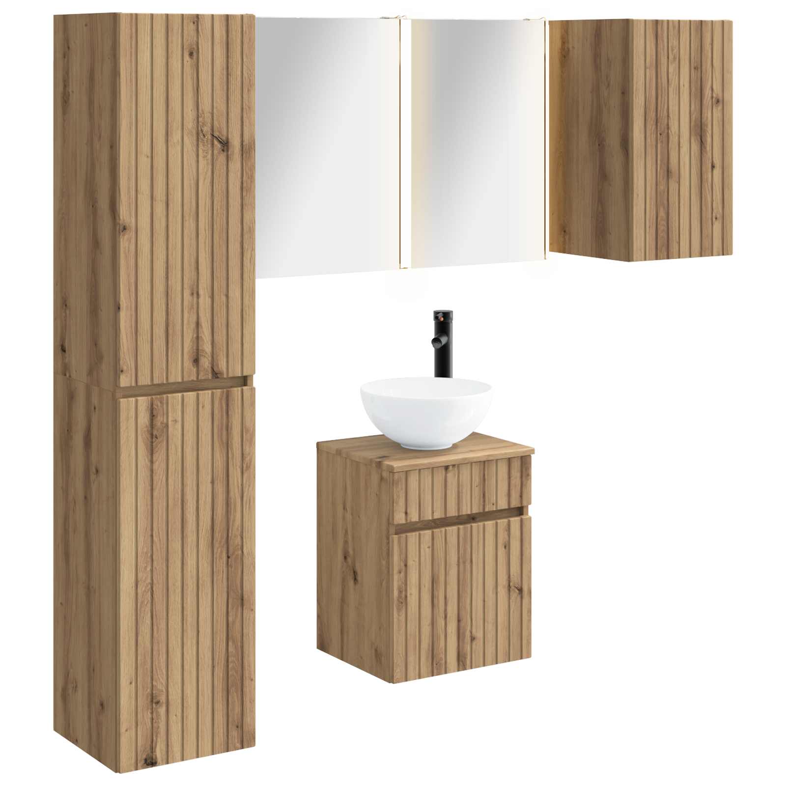vidaXL Badkamerkastenset 5 pcs Wit 43 x 11,5 x 60,5 cm Bewerkt hout