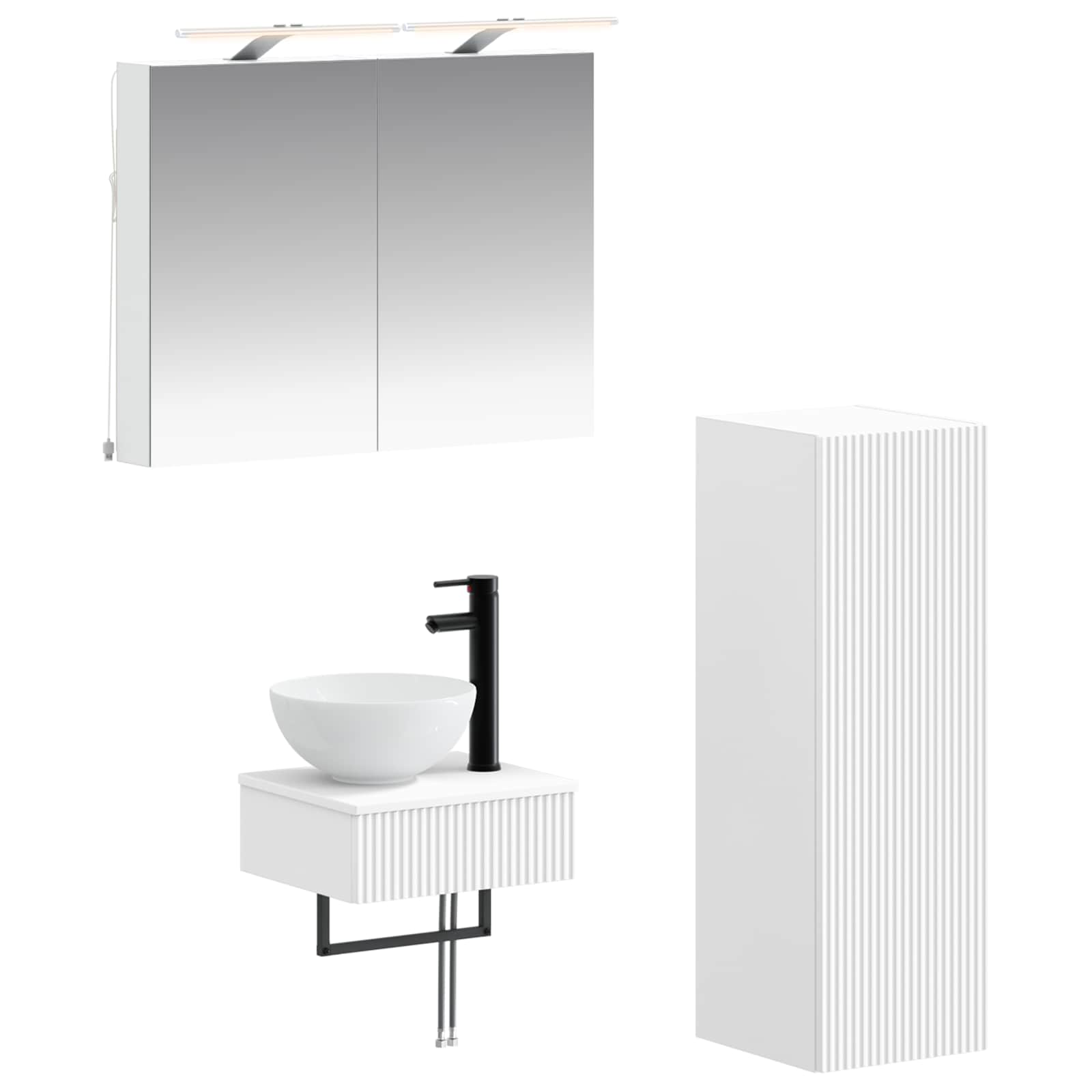 vidaXL Badkamerkastenset 4 pcs Wit 40 x 10,5 x 60,5 cm Bewerkt hout