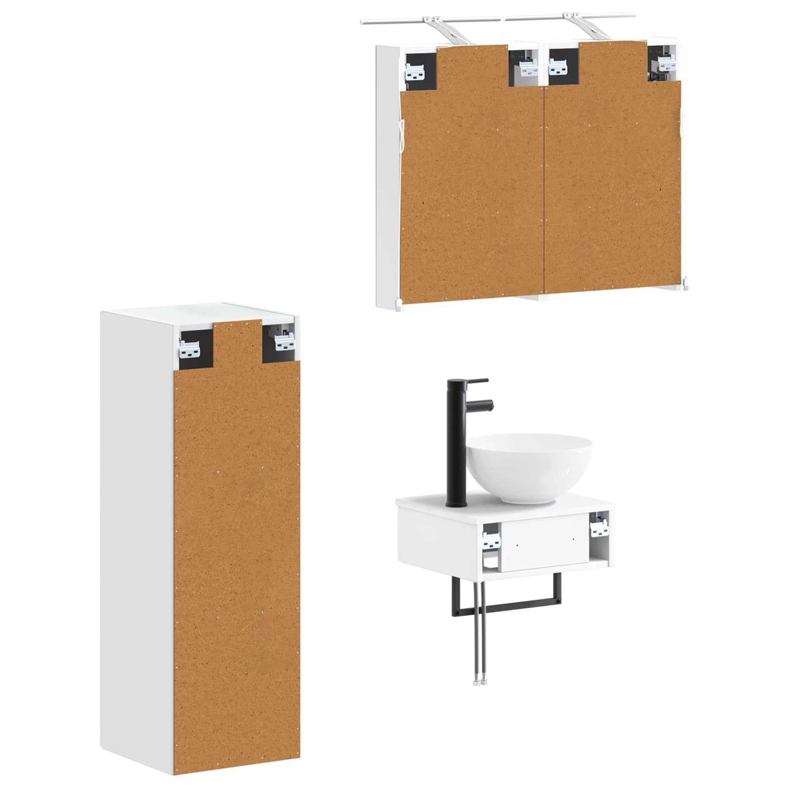 vidaXL Badkamerkastenset 4 pcs Wit 40 x 10,5 x 60,5 cm Bewerkt hout
