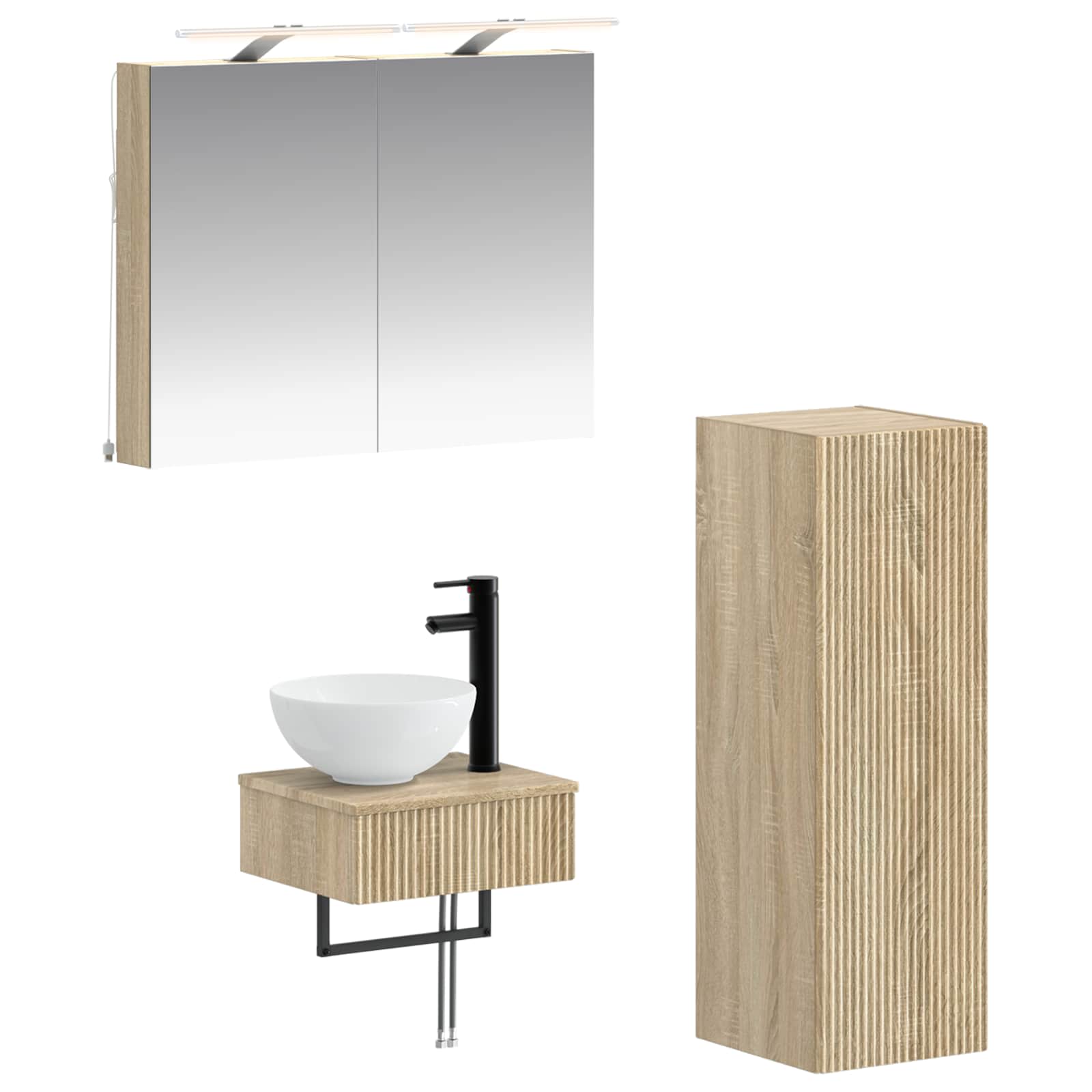 vidaXL Badkamerkastenset 4 pcs Wit 40 x 10,5 x 60,5 cm Bewerkt hout