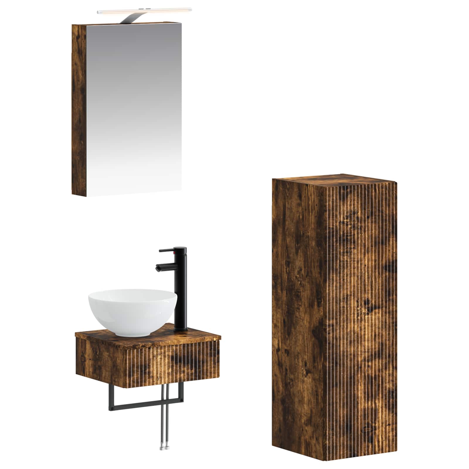 vidaXL Badkamerkastenset 4 pcs Wit 40 x 10,5 x 60,5 cm Bewerkt hout
