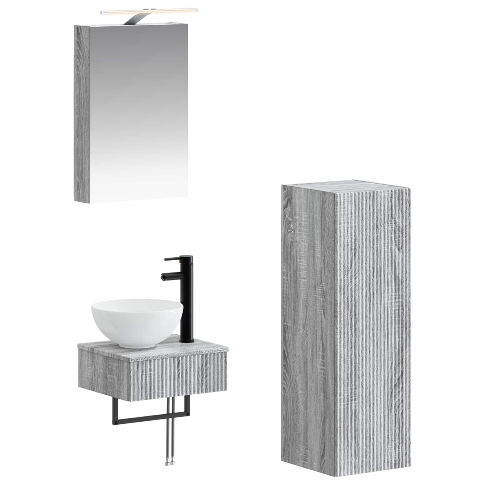 vidaXL Badkamerkastenset 4 pcs Wit 40 x 10,5 x 60,5 cm Bewerkt hout