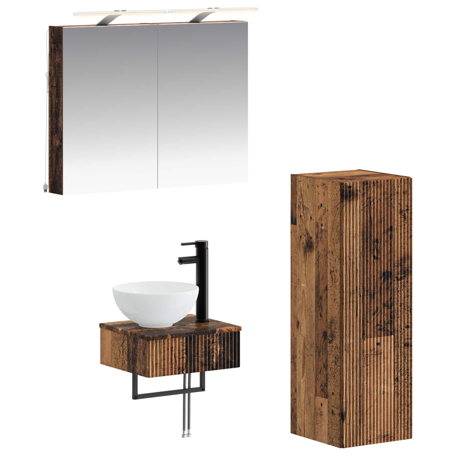 vidaXL Badkamerkastenset 4 pcs Wit 40 x 10,5 x 60,5 cm Bewerkt hout