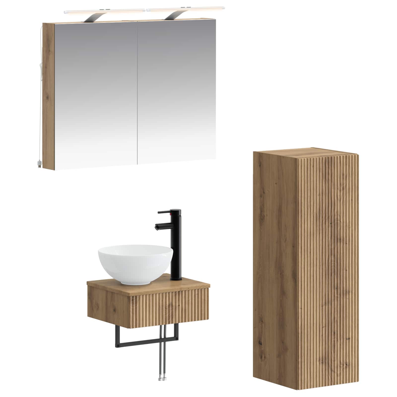 vidaXL Badkamerkastenset 4 pcs Wit 40 x 10,5 x 60,5 cm Bewerkt hout