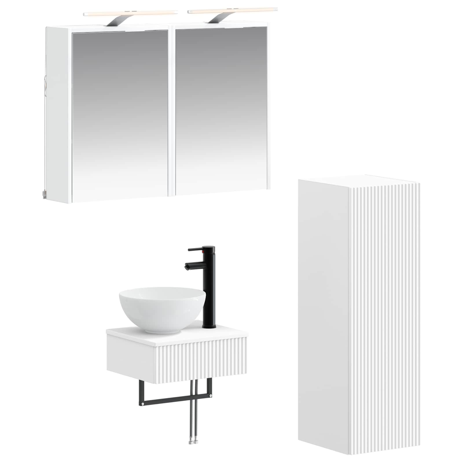 vidaXL Badkamerkastenset 4 pcs Wit 43 x 16 x 62,5 cm Bewerkt hout