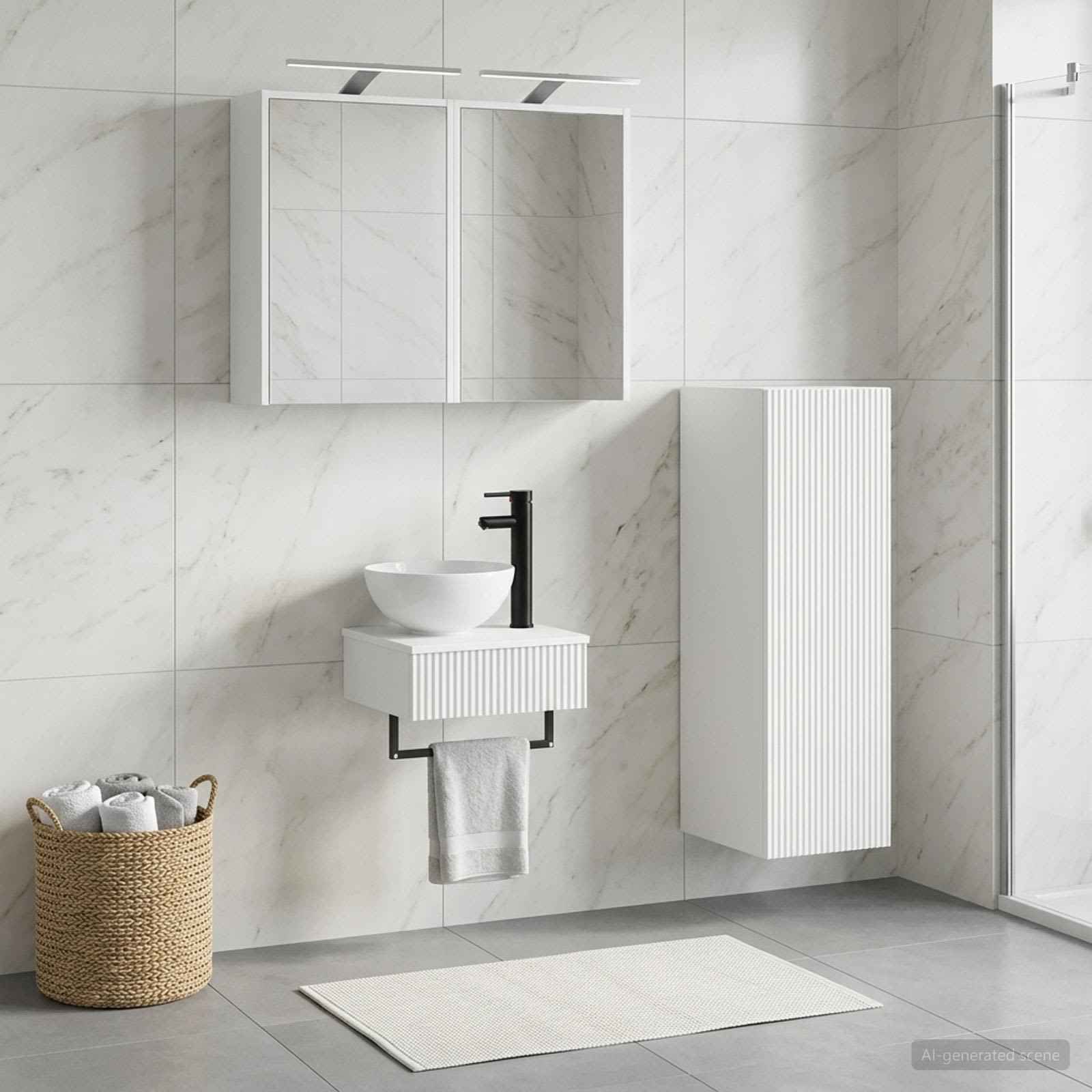 vidaXL Badkamerkastenset 4 pcs Wit 43 x 16 x 62,5 cm Bewerkt hout