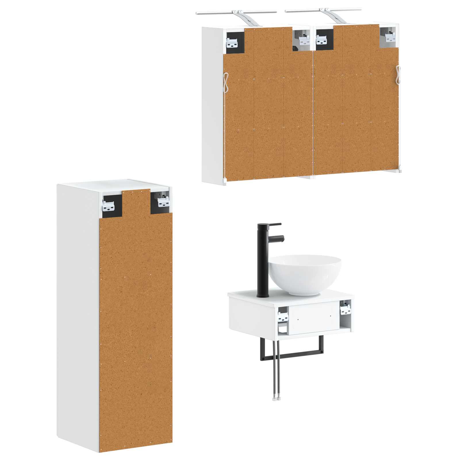 vidaXL Badkamerkastenset 4 pcs Wit 43 x 16 x 62,5 cm Bewerkt hout