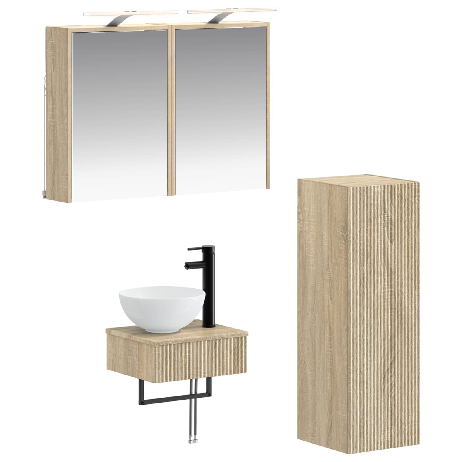 vidaXL Badkamerkastenset 4 pcs Wit 43 x 16 x 62,5 cm Bewerkt hout