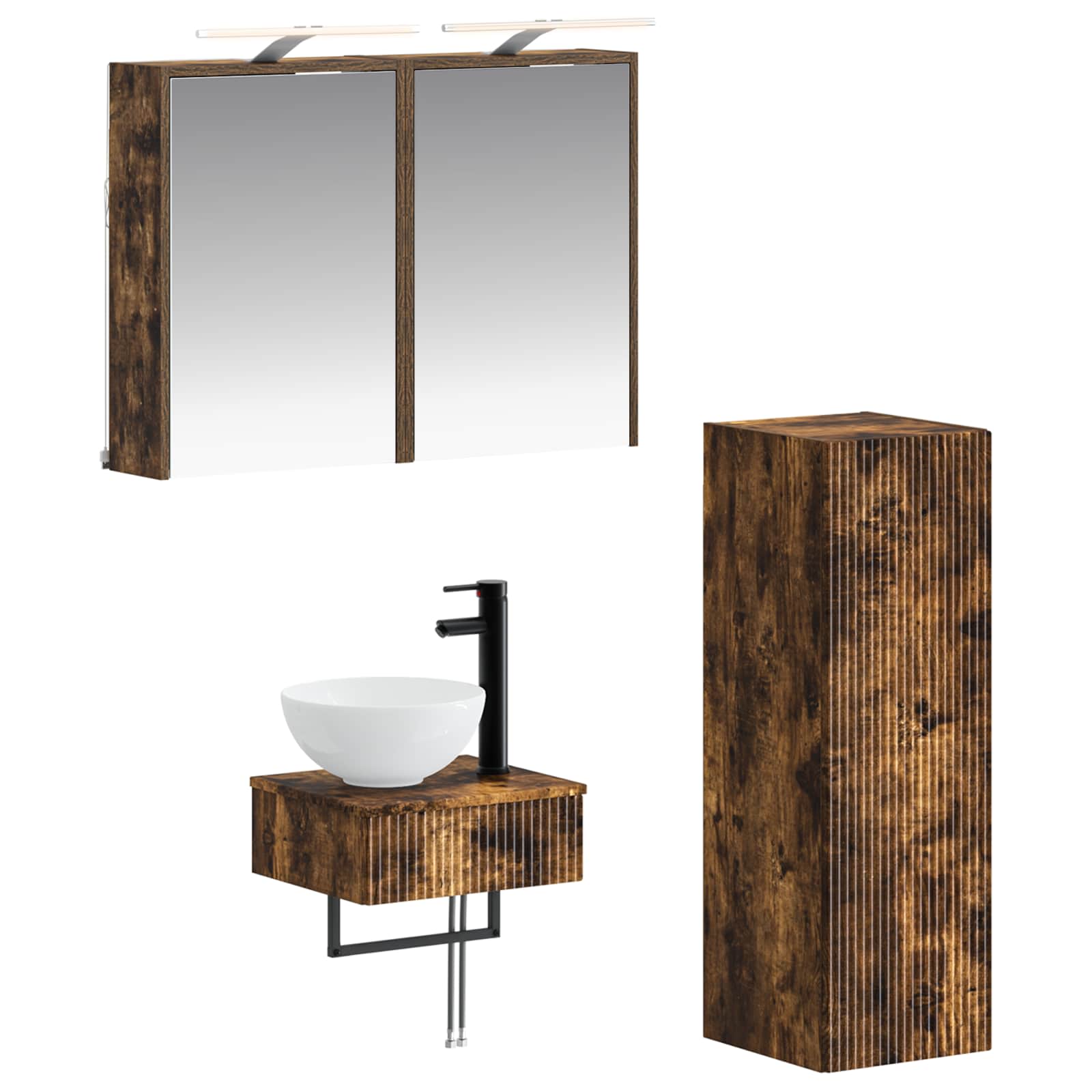vidaXL Badkamerkastenset 4 pcs Wit 43 x 16 x 62,5 cm Bewerkt hout