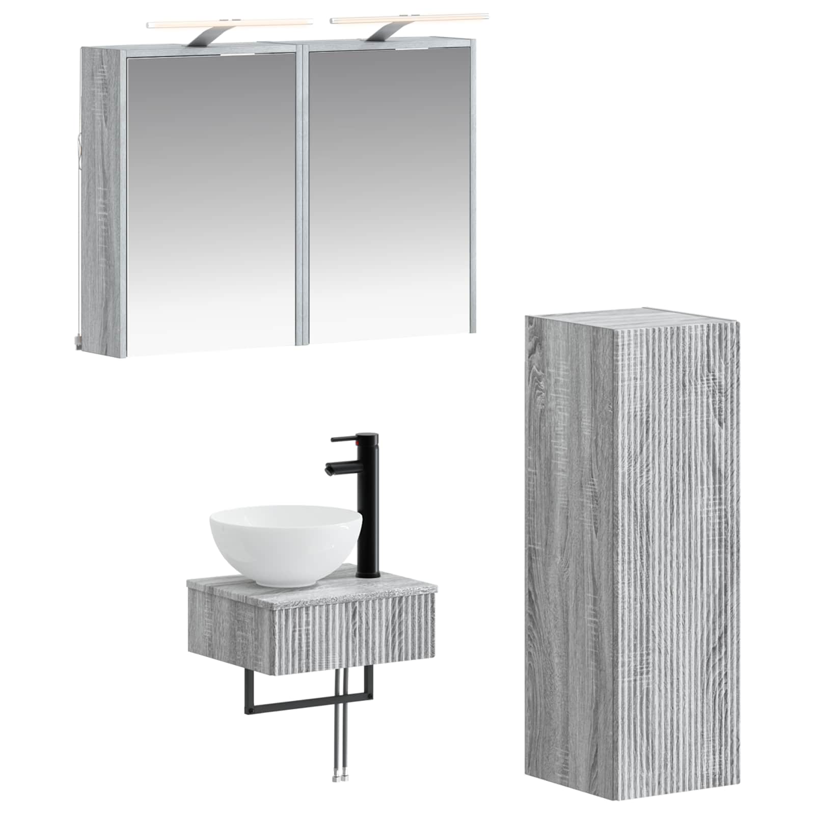 vidaXL Badkamerkastenset 4 pcs Wit 43 x 16 x 62,5 cm Bewerkt hout
