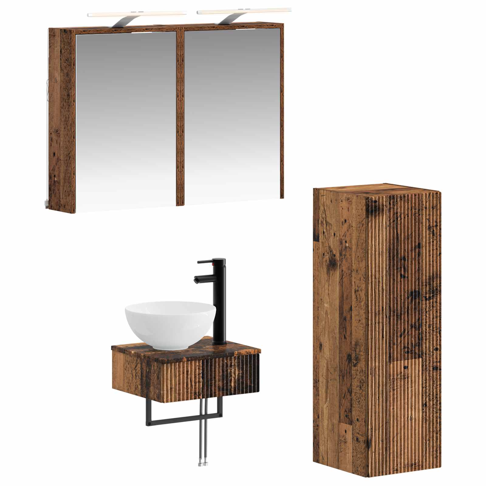 vidaXL Badkamerkastenset 4 pcs Wit 43 x 16 x 62,5 cm Bewerkt hout