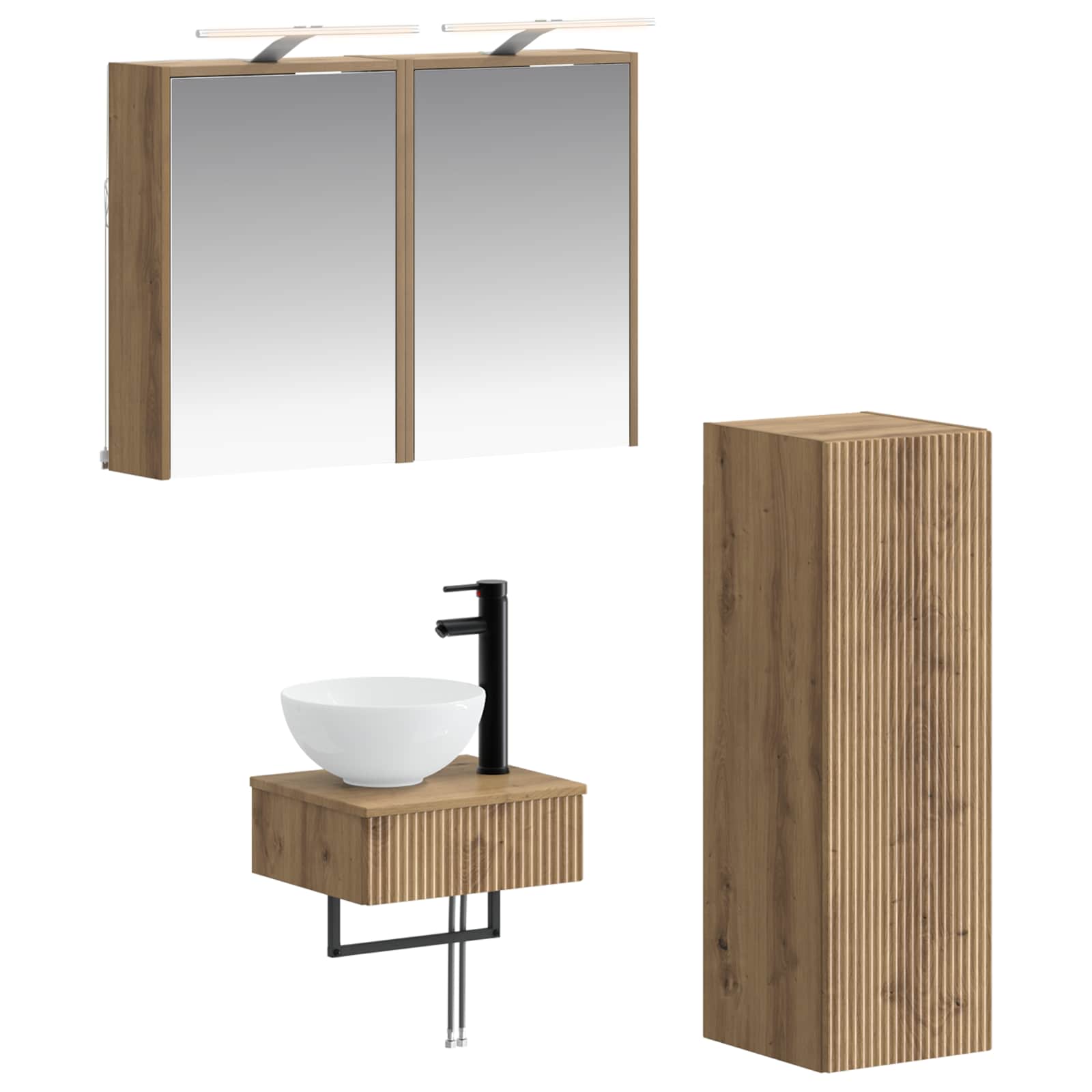 vidaXL Badkamerkastenset 4 pcs Wit 43 x 16 x 62,5 cm Bewerkt hout