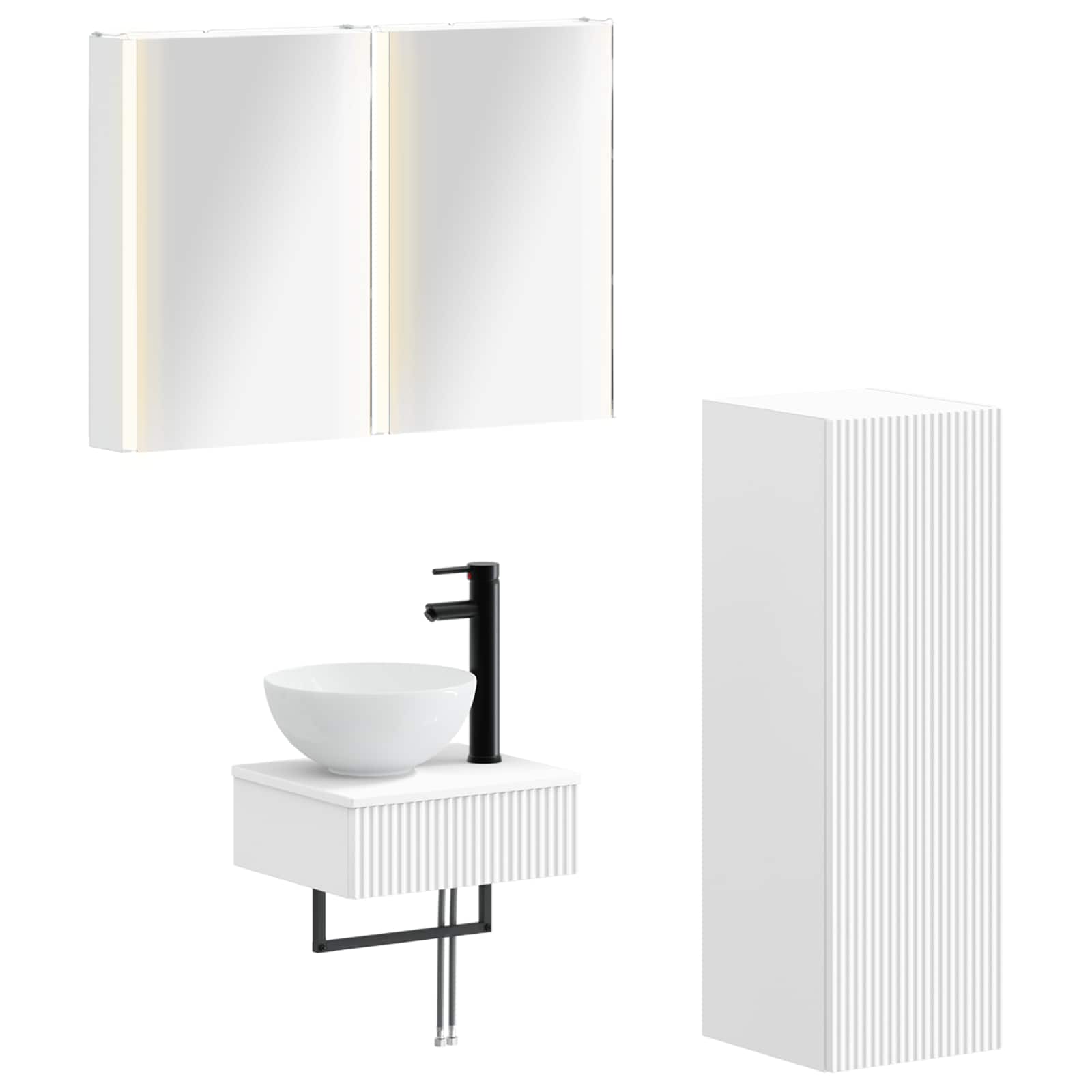 vidaXL Badkamerkastenset 4 pcs Wit 43 x 11,5 x 60,5 cm Bewerkt hout