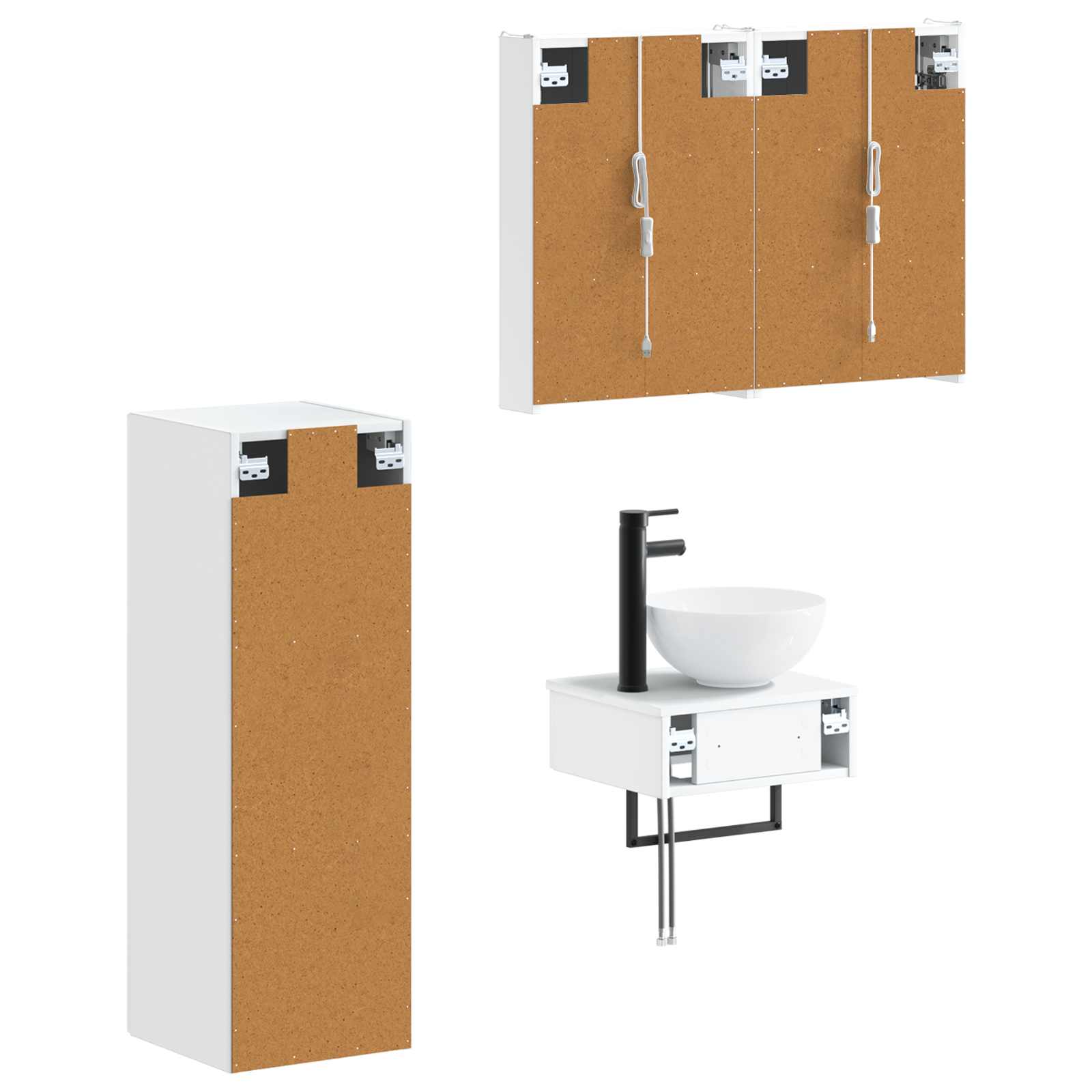vidaXL Badkamerkastenset 4 pcs Wit 43 x 11,5 x 60,5 cm Bewerkt hout