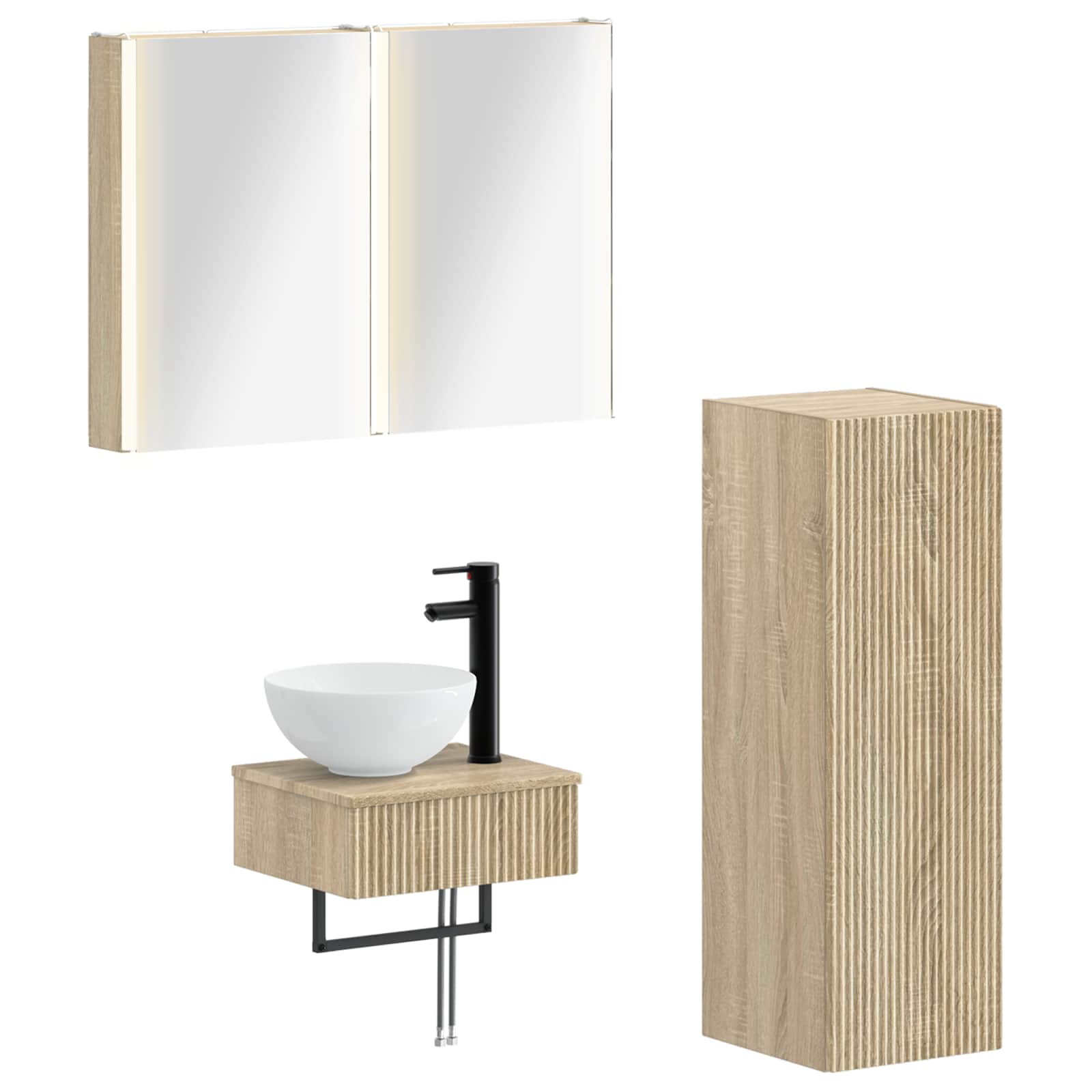 vidaXL Badkamerkastenset 4 pcs Wit 43 x 11,5 x 60,5 cm Bewerkt hout
