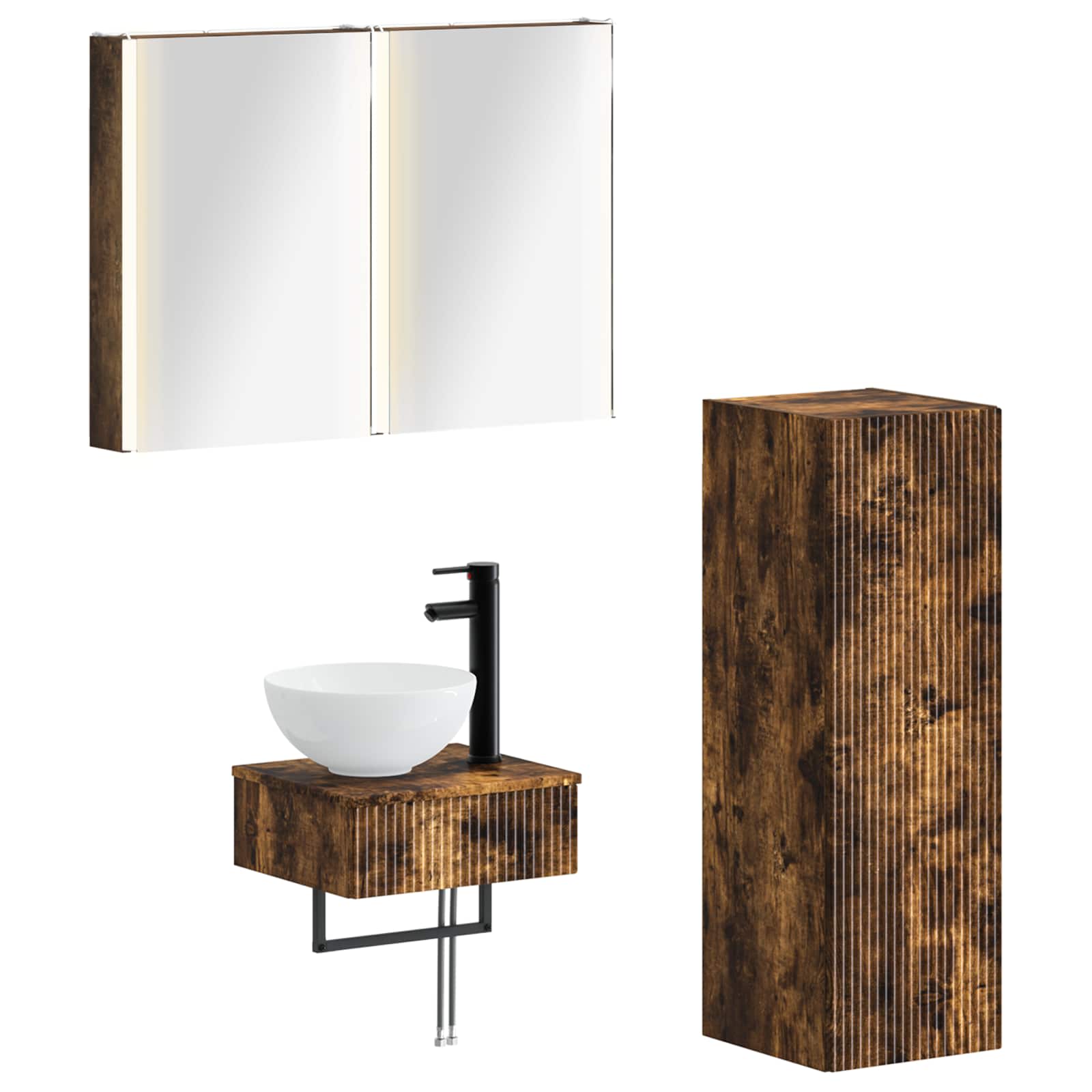 vidaXL Badkamerkastenset 4 pcs Wit 43 x 11,5 x 60,5 cm Bewerkt hout