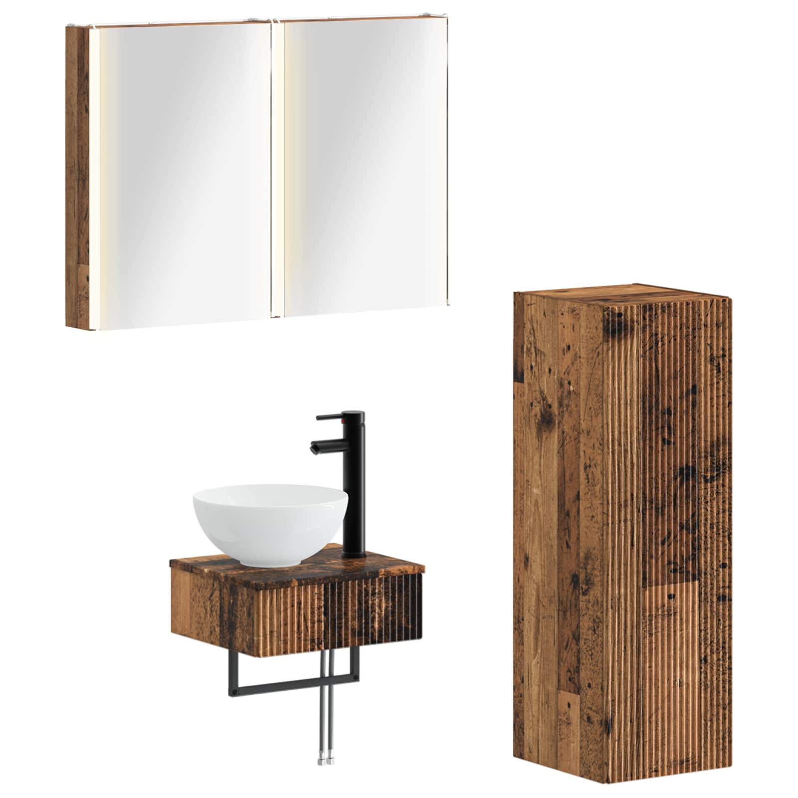 vidaXL Badkamerkastenset 4 pcs Wit 43 x 11,5 x 60,5 cm Bewerkt hout