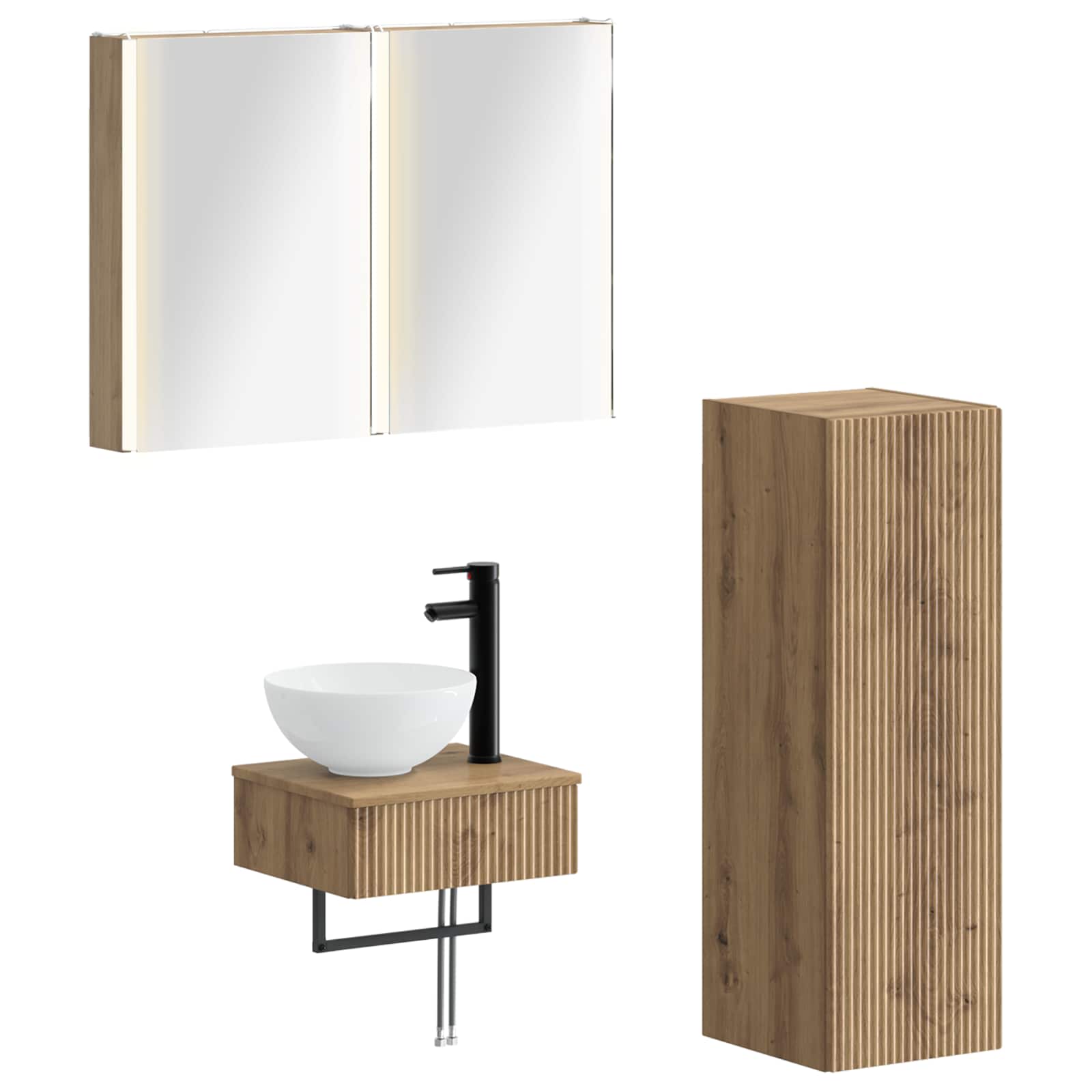 vidaXL Badkamerkastenset 4 pcs Wit 43 x 11,5 x 60,5 cm Bewerkt hout
