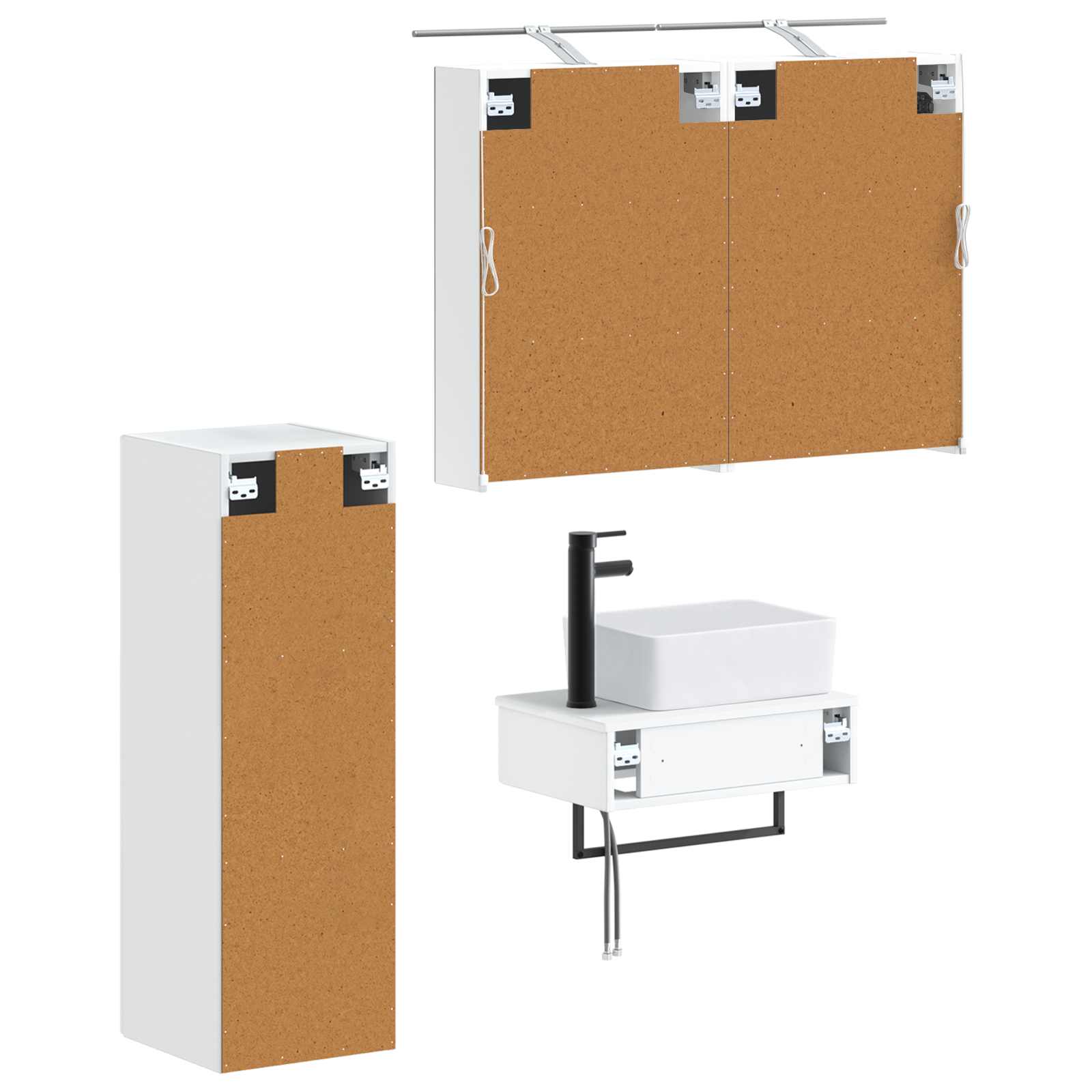 vidaXL Badkamerkastenset 4 pcs Wit 50 x 14,5 x 70 cm Bewerkt hout