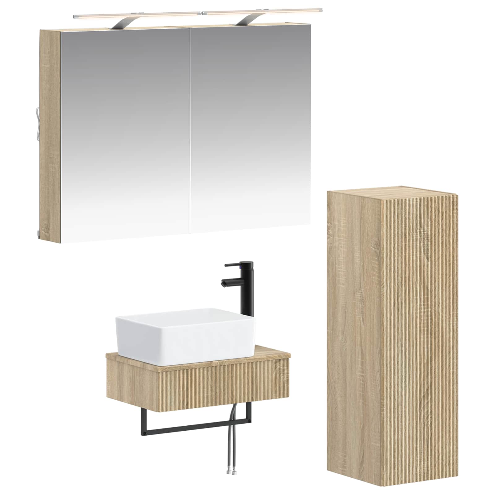 vidaXL Badkamerkastenset 4 pcs Wit 50 x 14,5 x 70 cm Bewerkt hout
