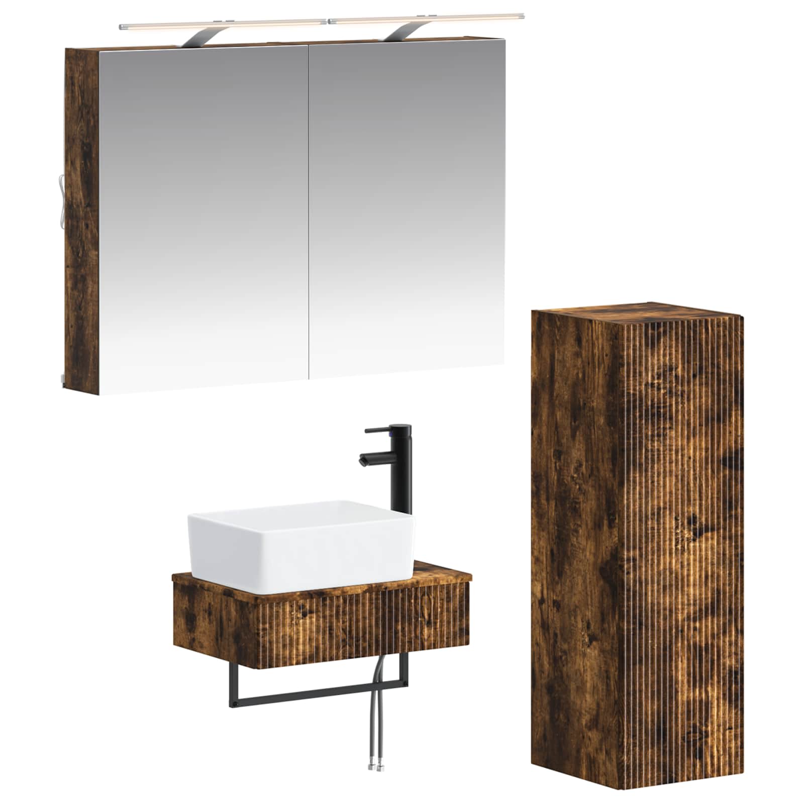 vidaXL Badkamerkastenset 4 pcs Wit 50 x 14,5 x 70 cm Bewerkt hout