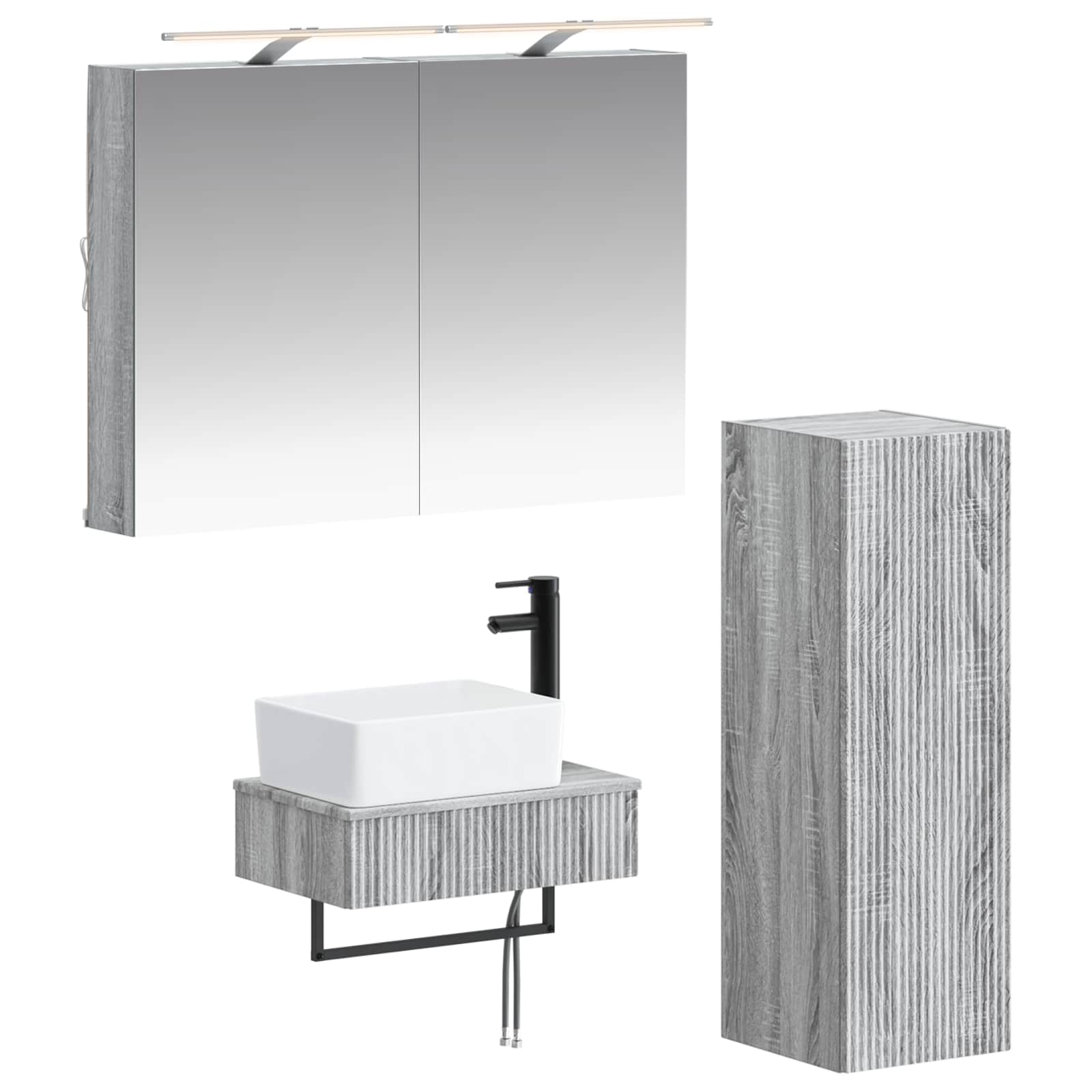 vidaXL Badkamerkastenset 4 pcs Wit 50 x 14,5 x 70 cm Bewerkt hout