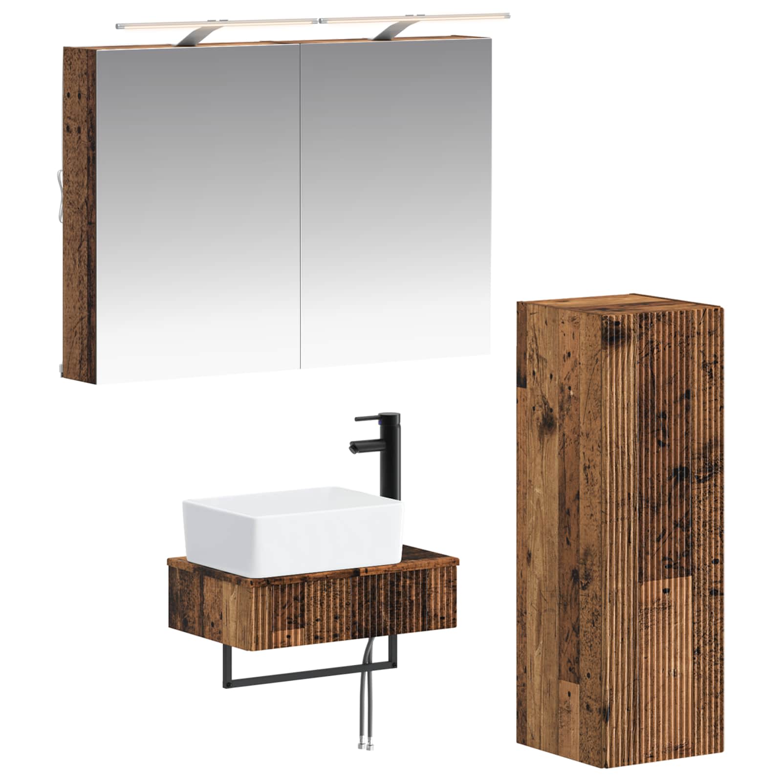 vidaXL Badkamerkastenset 4 pcs Wit 50 x 14,5 x 70 cm Bewerkt hout