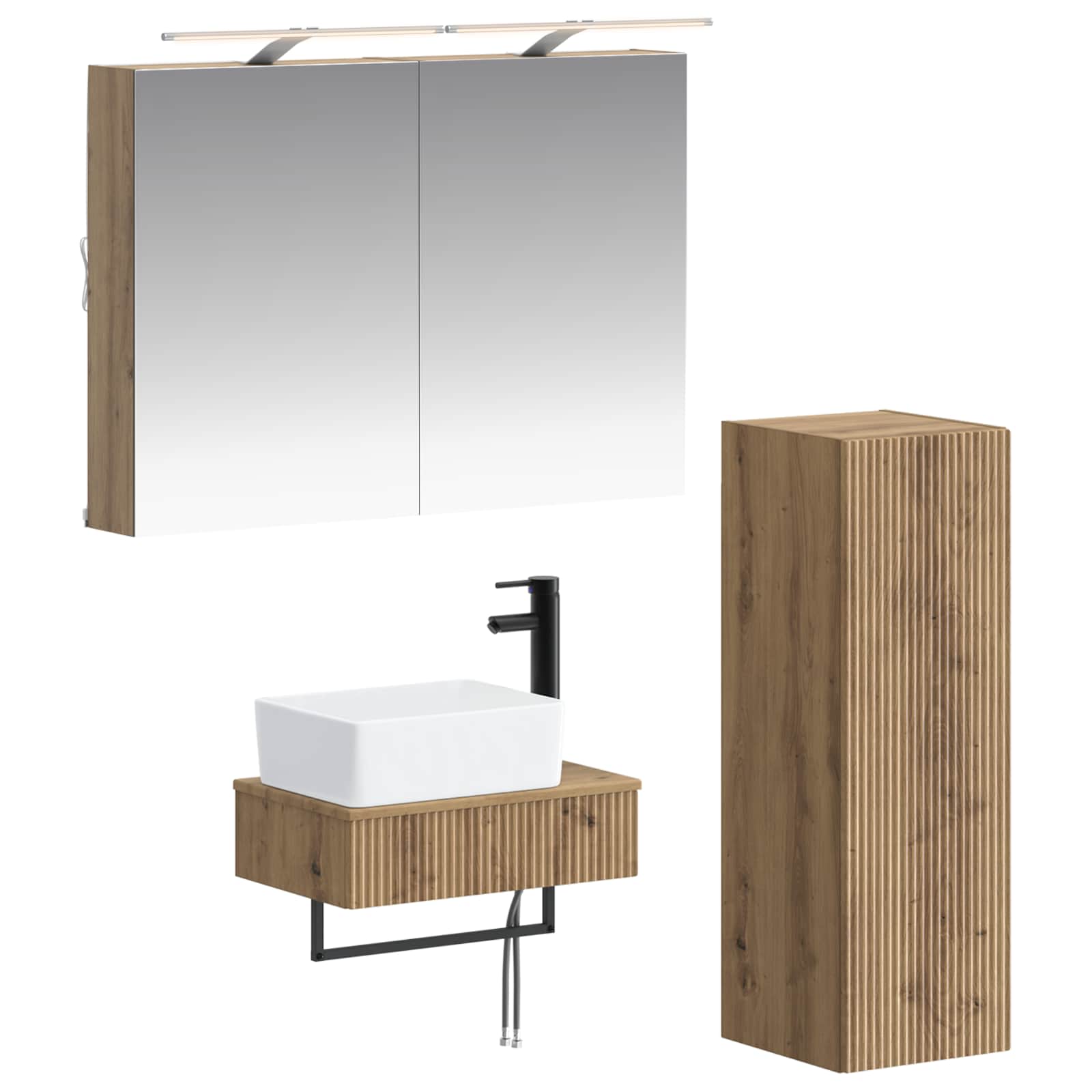 vidaXL Badkamerkastenset 4 pcs Wit 50 x 14,5 x 70 cm Bewerkt hout