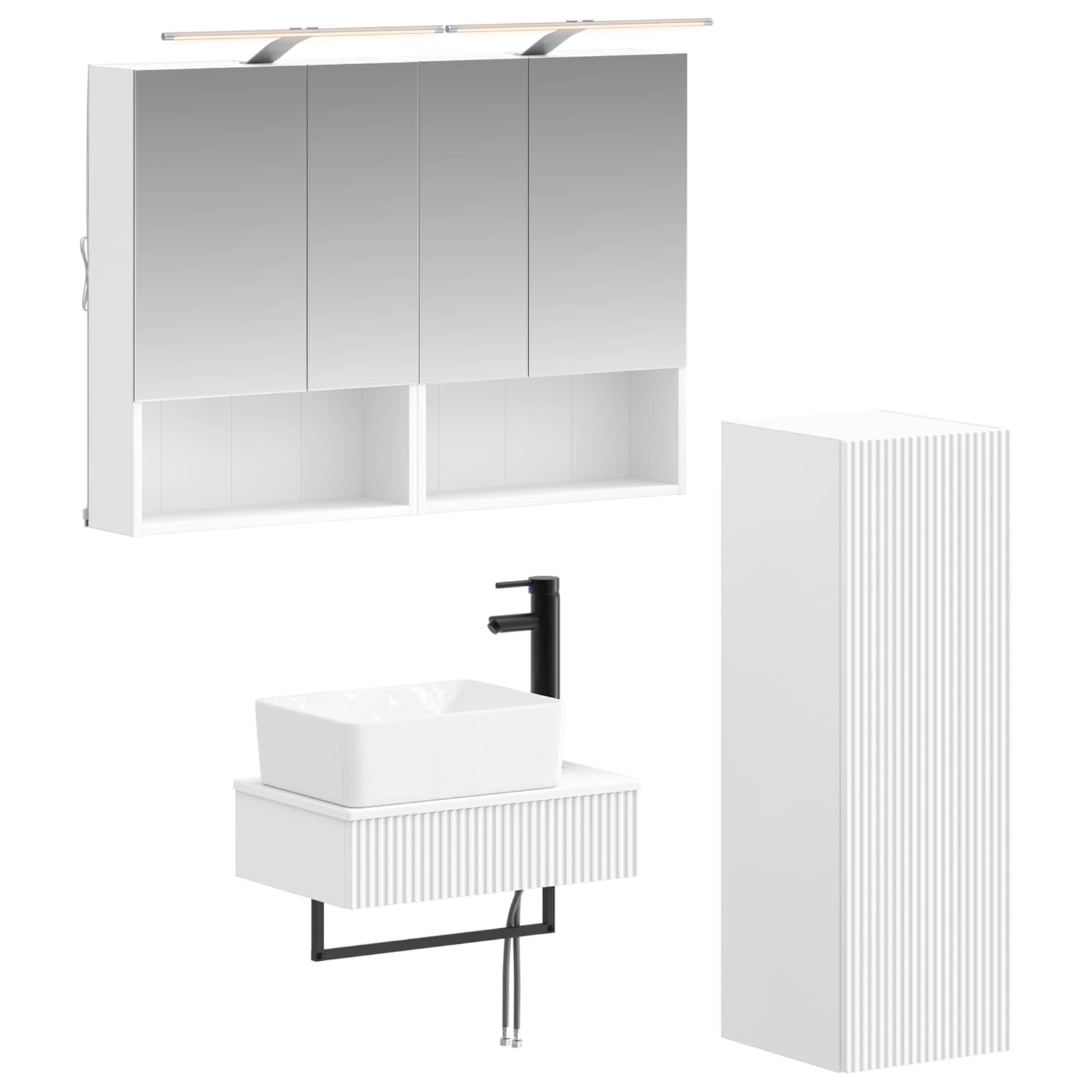 vidaXL Badkamerkastenset 4 pcs Wit 50 x 14,5 x 70 cm Bewerkt hout