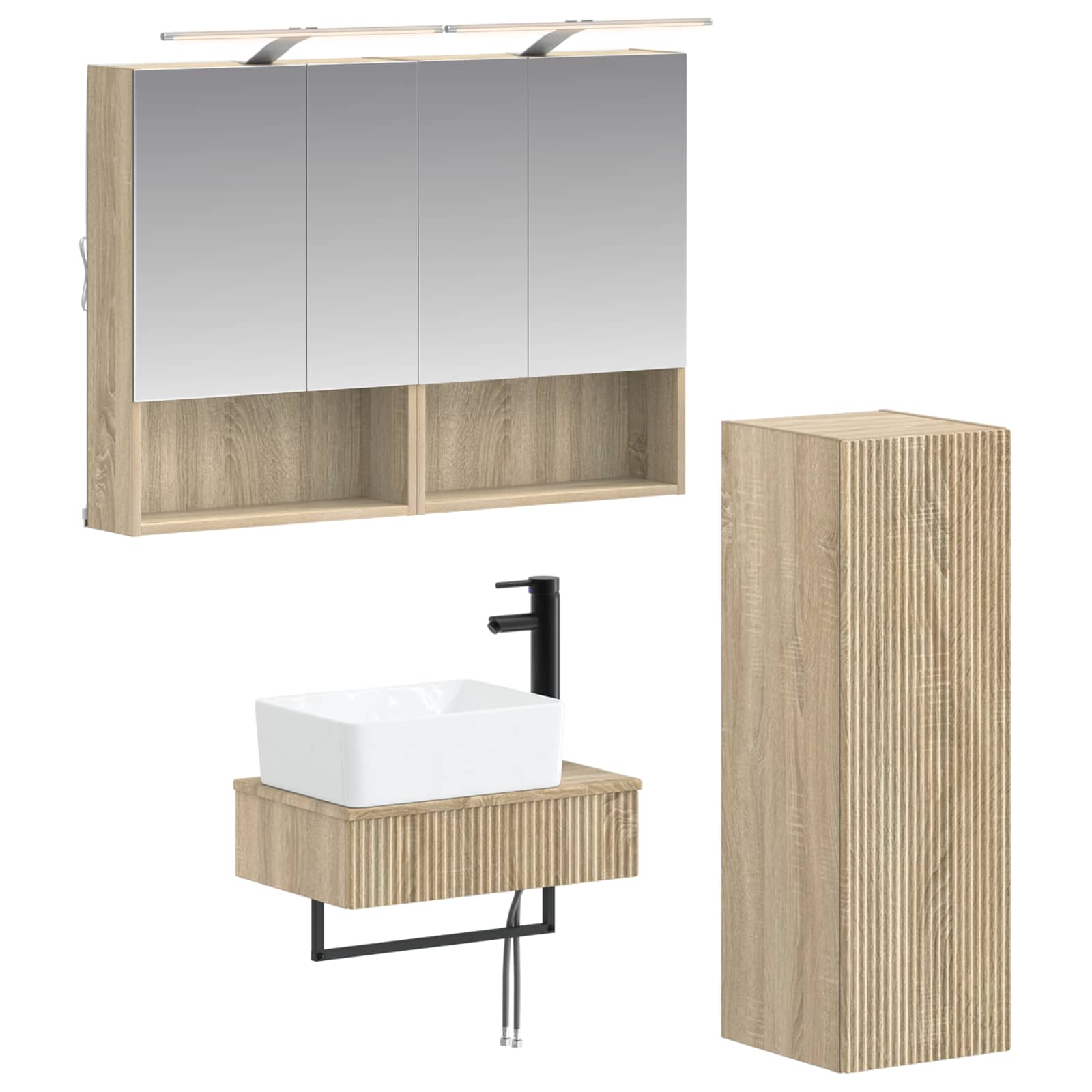 vidaXL Badkamerkastenset 4 pcs Wit 50 x 14,5 x 70 cm Bewerkt hout