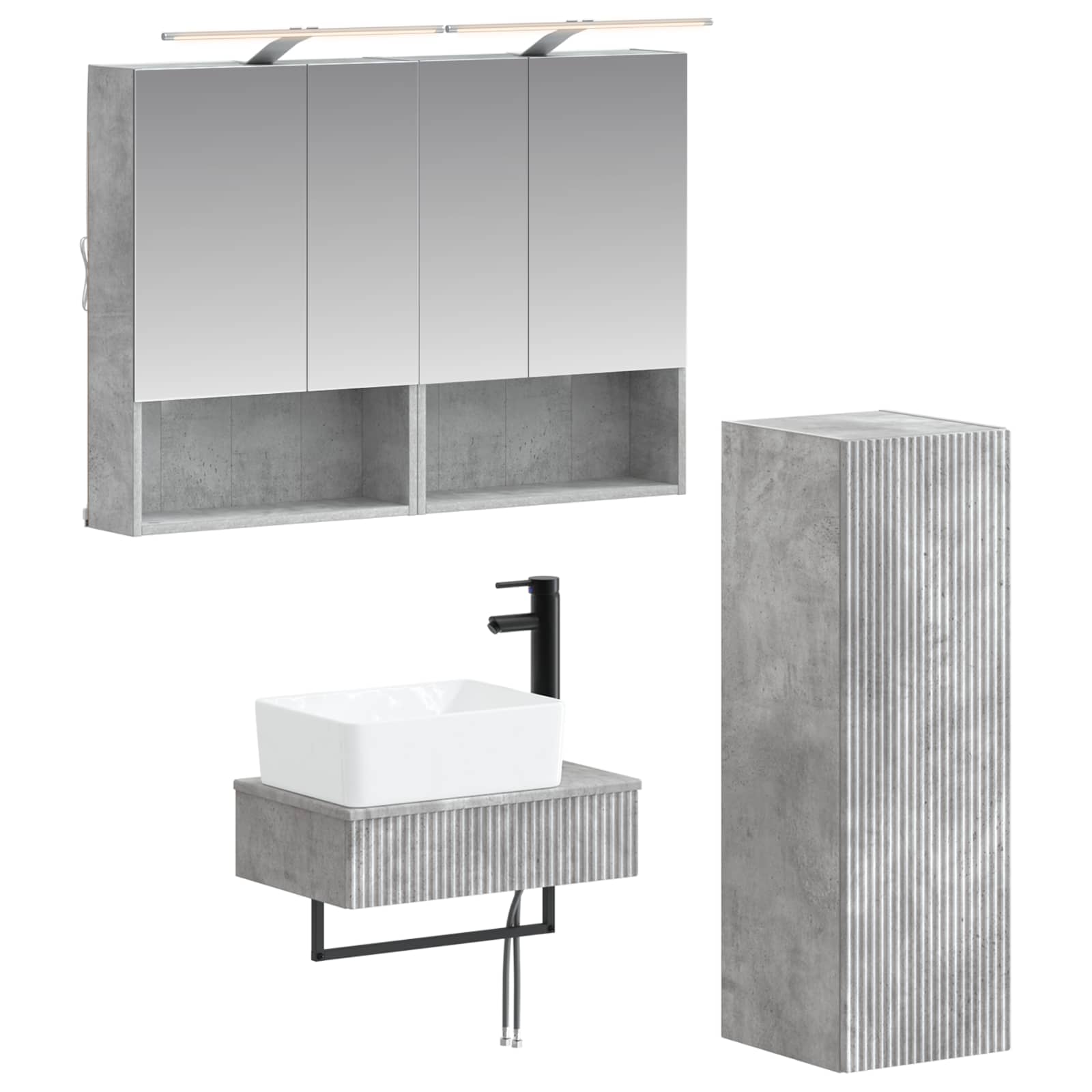 vidaXL Badkamerkastenset 4 pcs Wit 50 x 14,5 x 70 cm Bewerkt hout