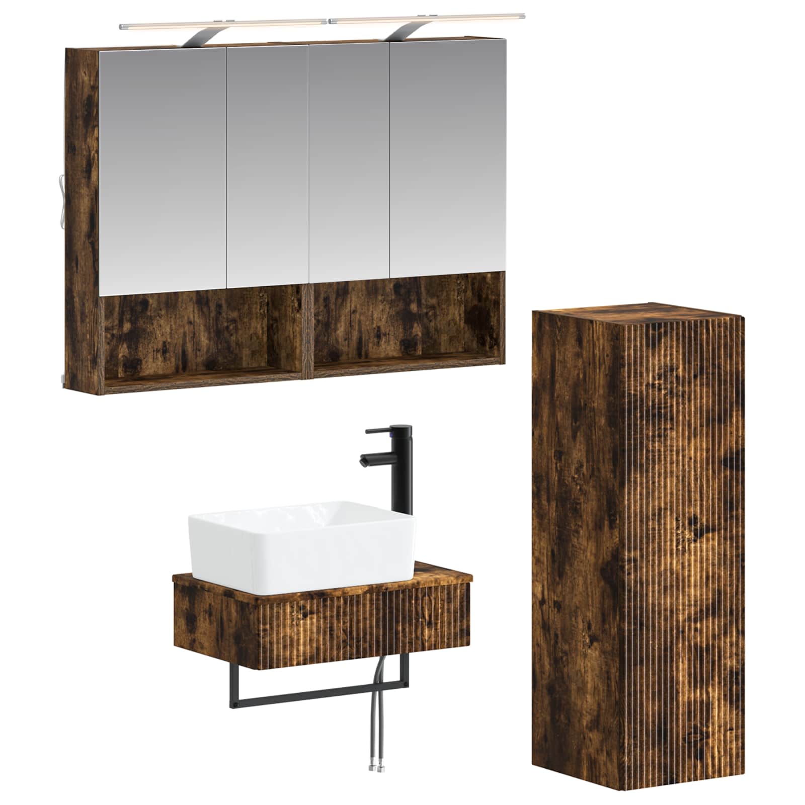 vidaXL Badkamerkastenset 4 pcs Wit 50 x 14,5 x 70 cm Bewerkt hout