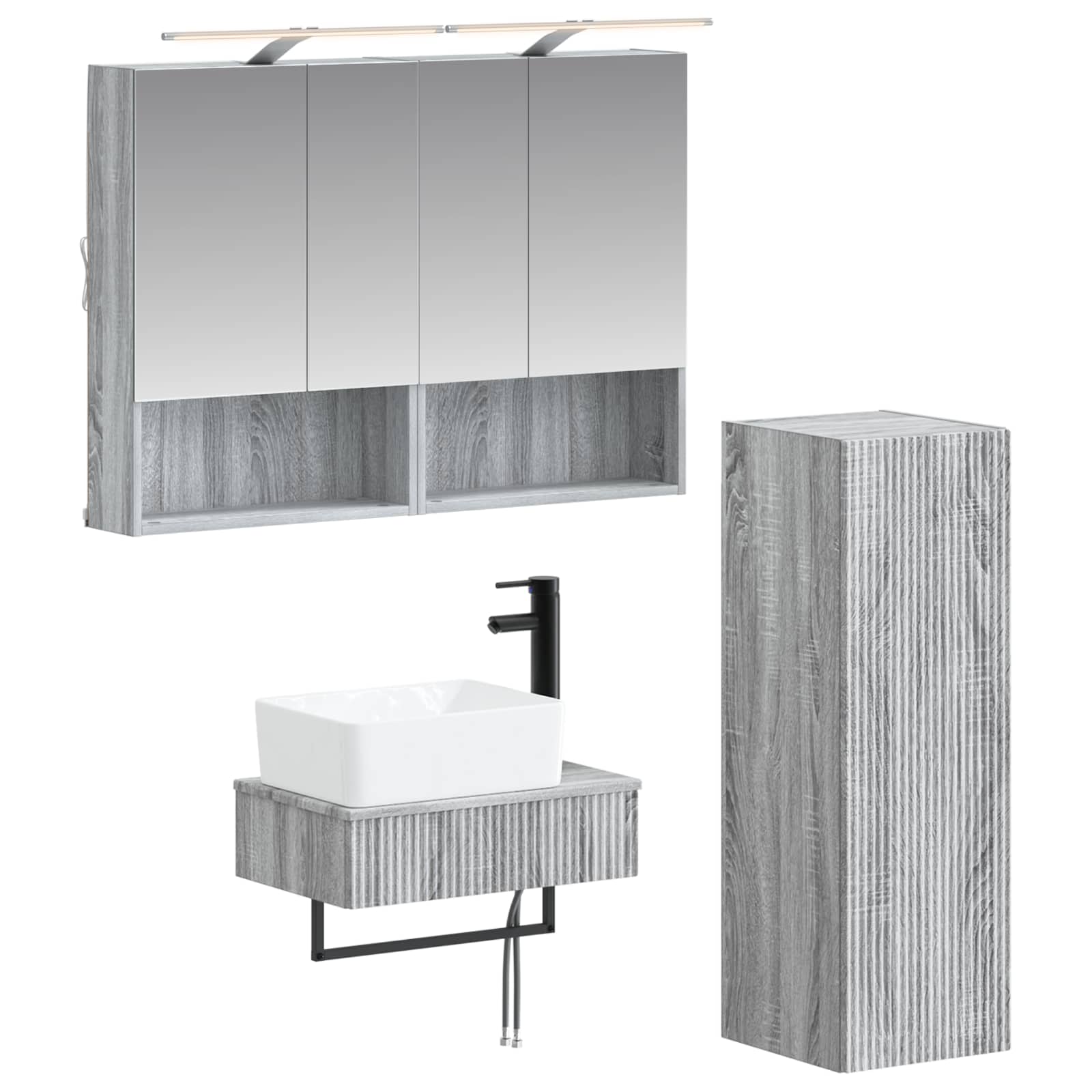 vidaXL Badkamerkastenset 4 pcs Wit 50 x 14,5 x 70 cm Bewerkt hout