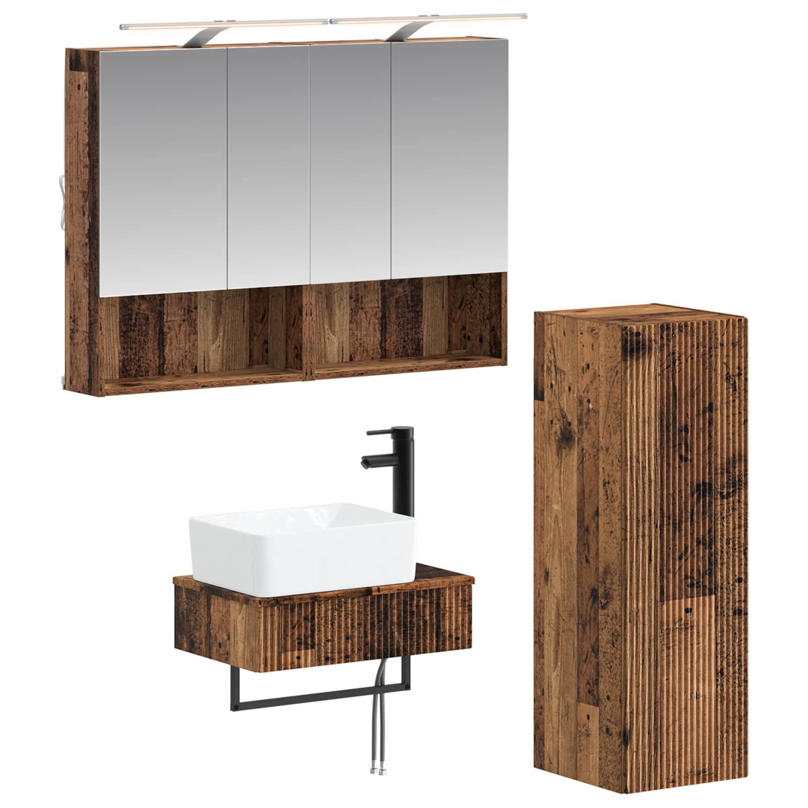vidaXL Badkamerkastenset 4 pcs Wit 50 x 14,5 x 70 cm Bewerkt hout
