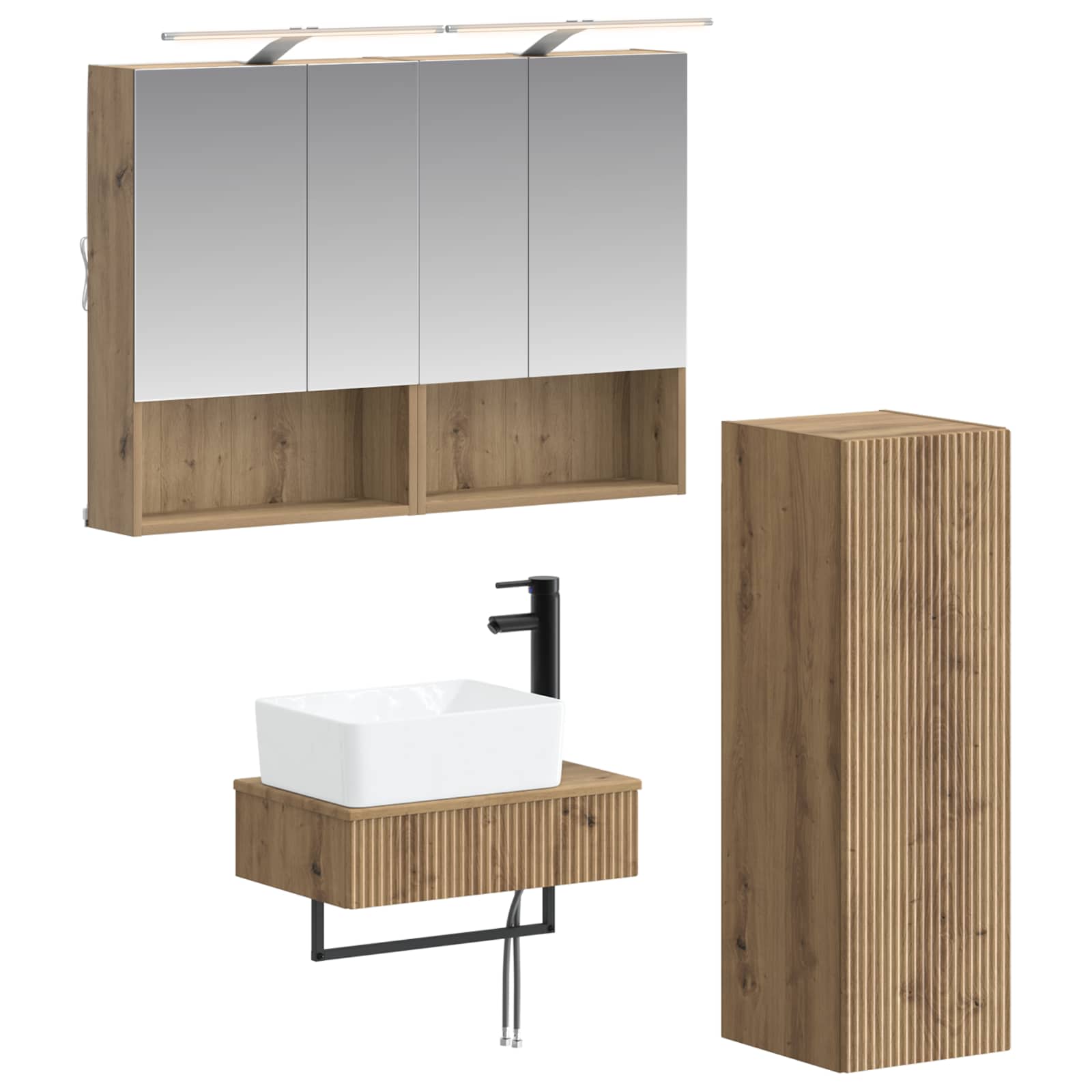 vidaXL Badkamerkastenset 4 pcs Wit 50 x 14,5 x 70 cm Bewerkt hout