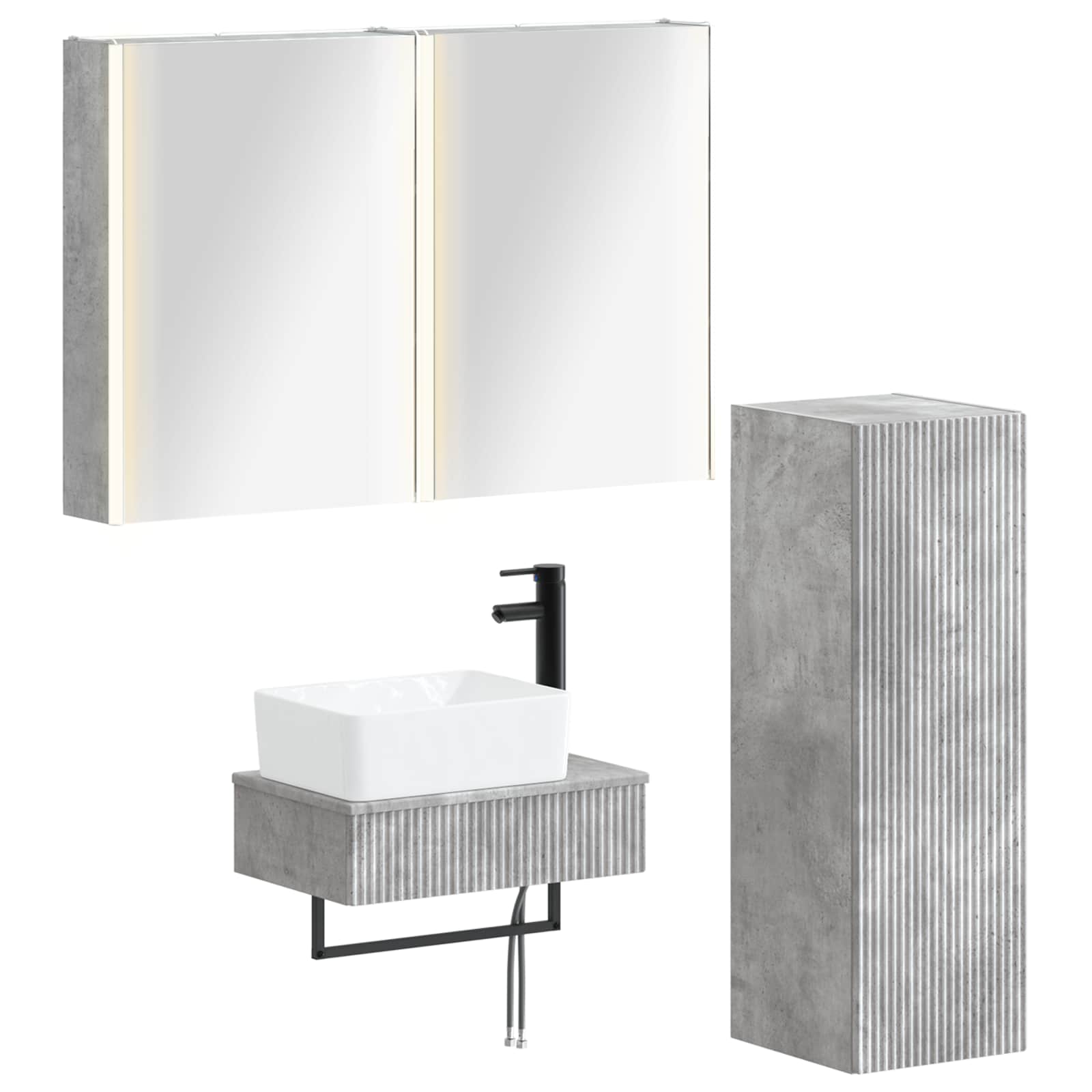 vidaXL Badkamermeubelset 4 pcs Wit Bewerkt hout en glas
