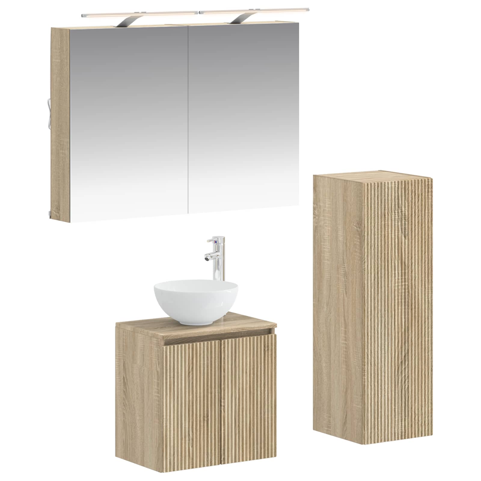 vidaXL Badkamermeubelset 4 pcs Wit Bewerkt hout en glas