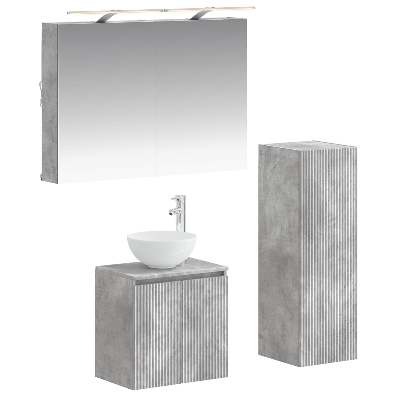 vidaXL Badkamermeubelset 4 pcs Wit Bewerkt hout en glas