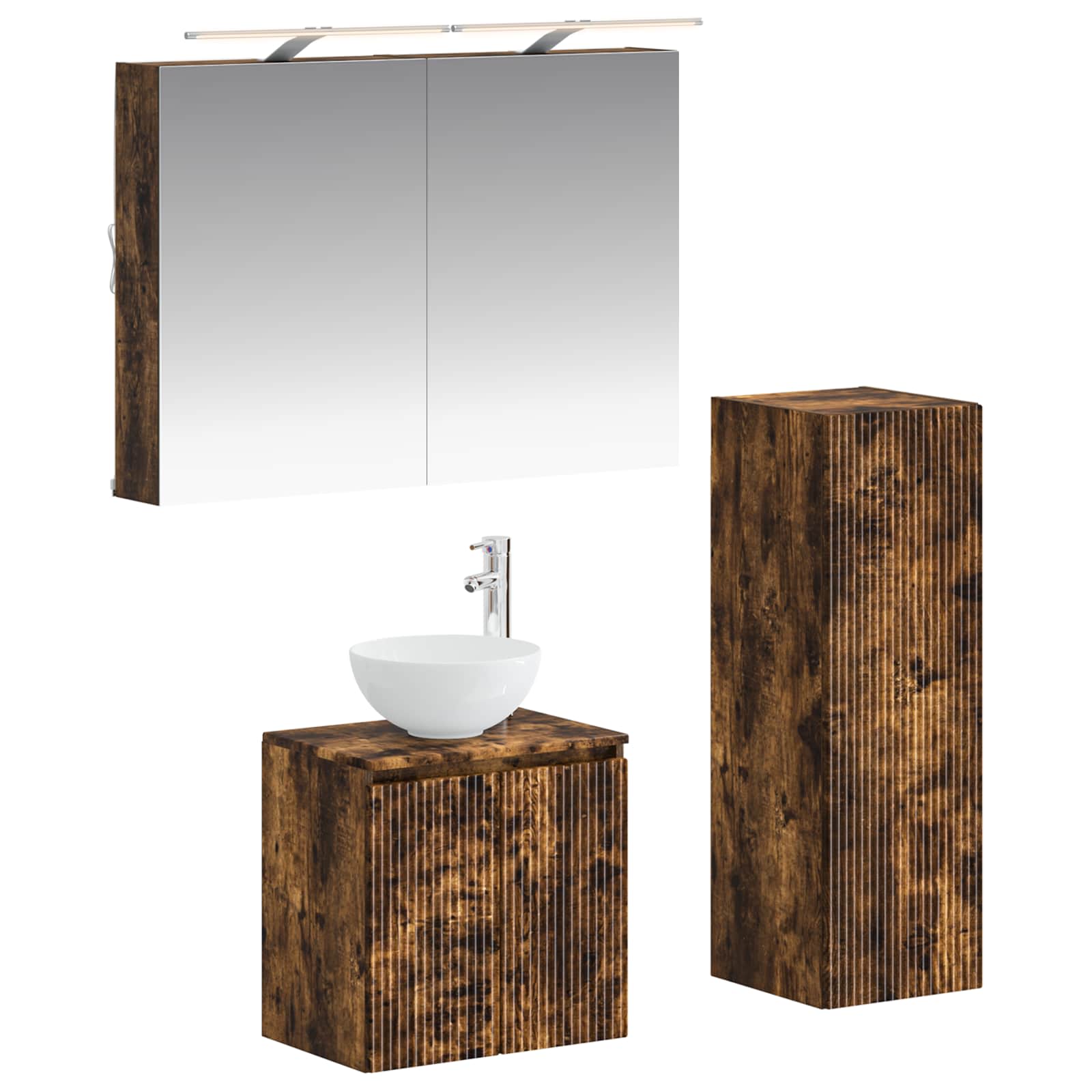 vidaXL Badkamermeubelset 4 pcs Wit Bewerkt hout en glas
