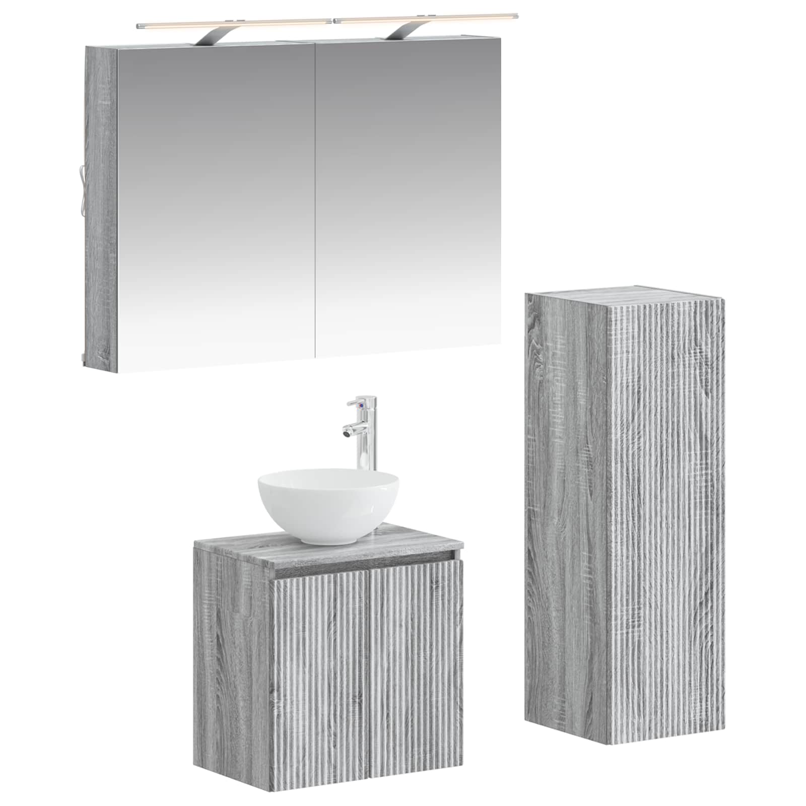 vidaXL Badkamermeubelset 4 pcs Wit Bewerkt hout en glas