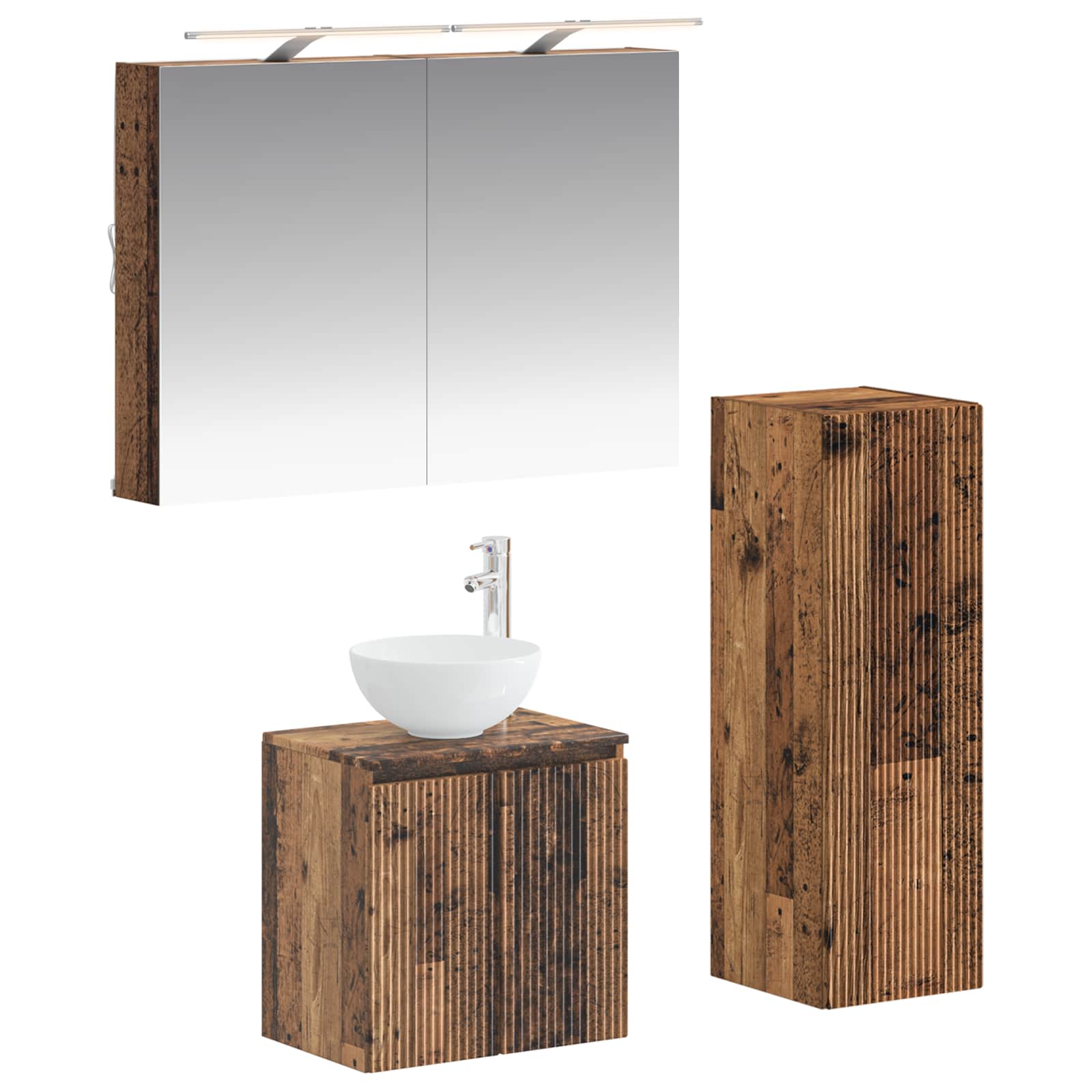 vidaXL Badkamermeubelset 4 pcs Wit Bewerkt hout en glas