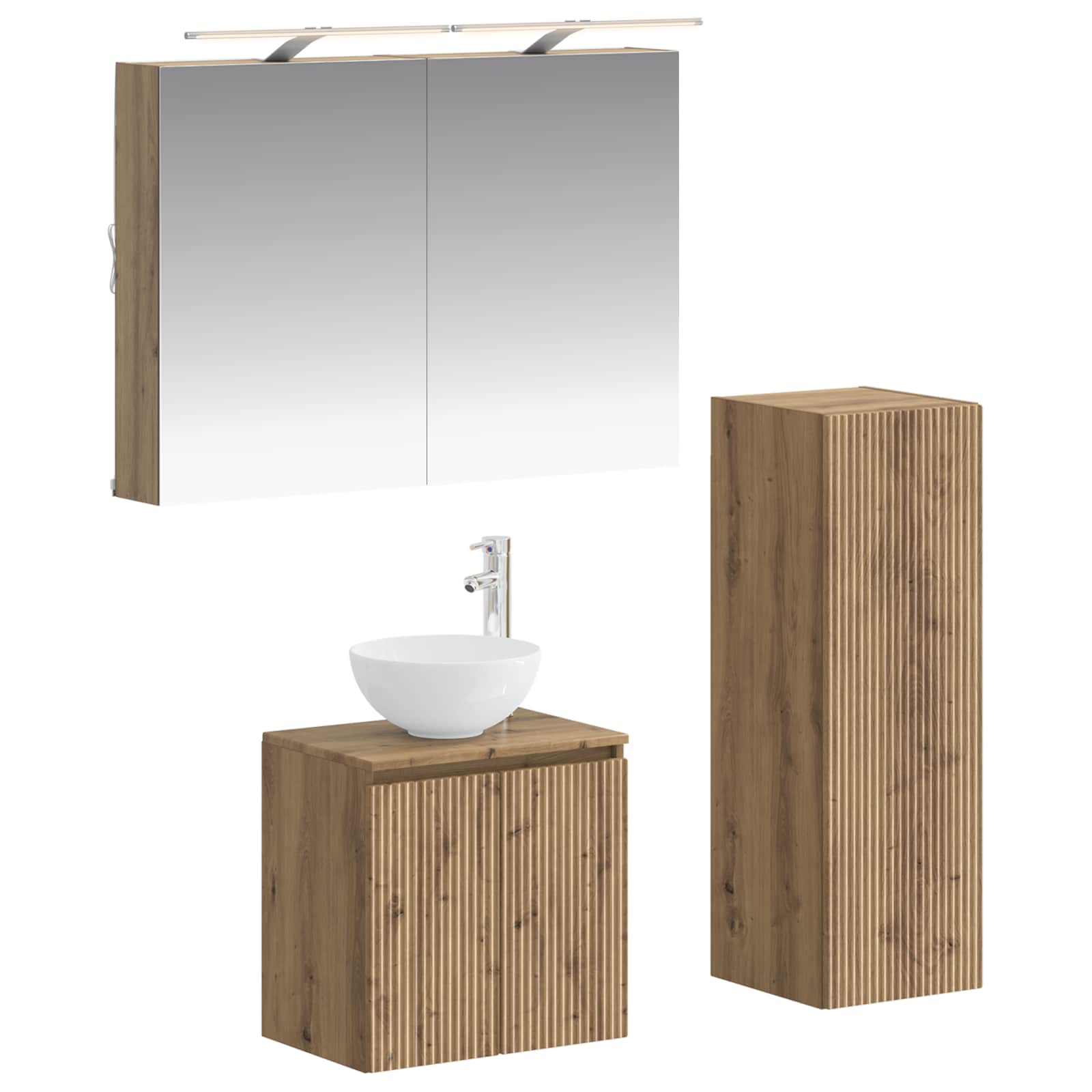 vidaXL Badkamermeubelset 4 pcs Wit Bewerkt hout en glas