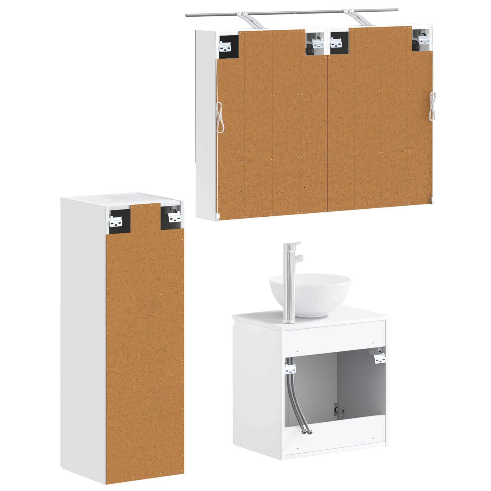 vidaXL Badkamermeubelset 4 pcs Wit Bewerkt hout en glas